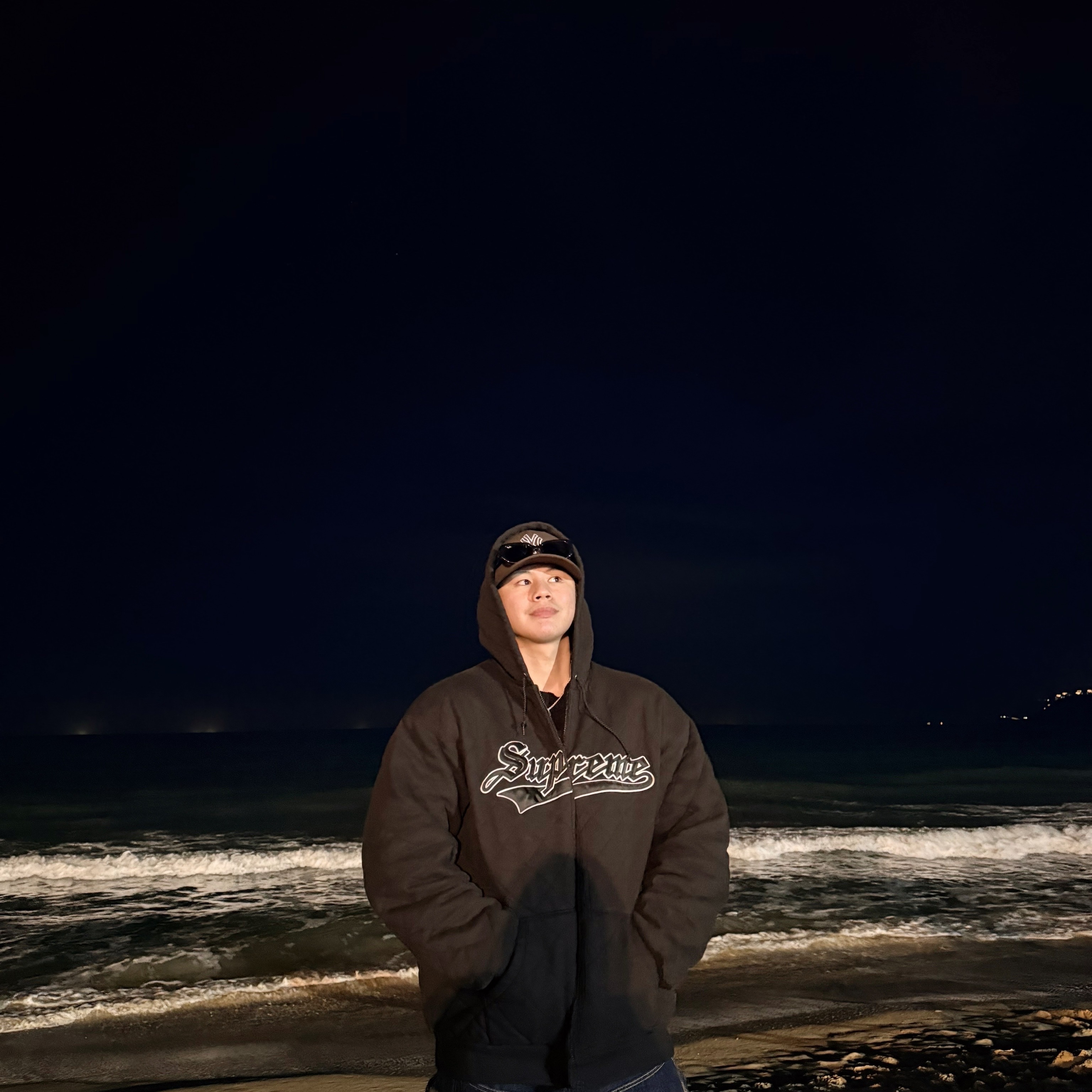 Supreme Quilted Zip Up Hooded Sweatshirt Black - 25FW 착용 스타일