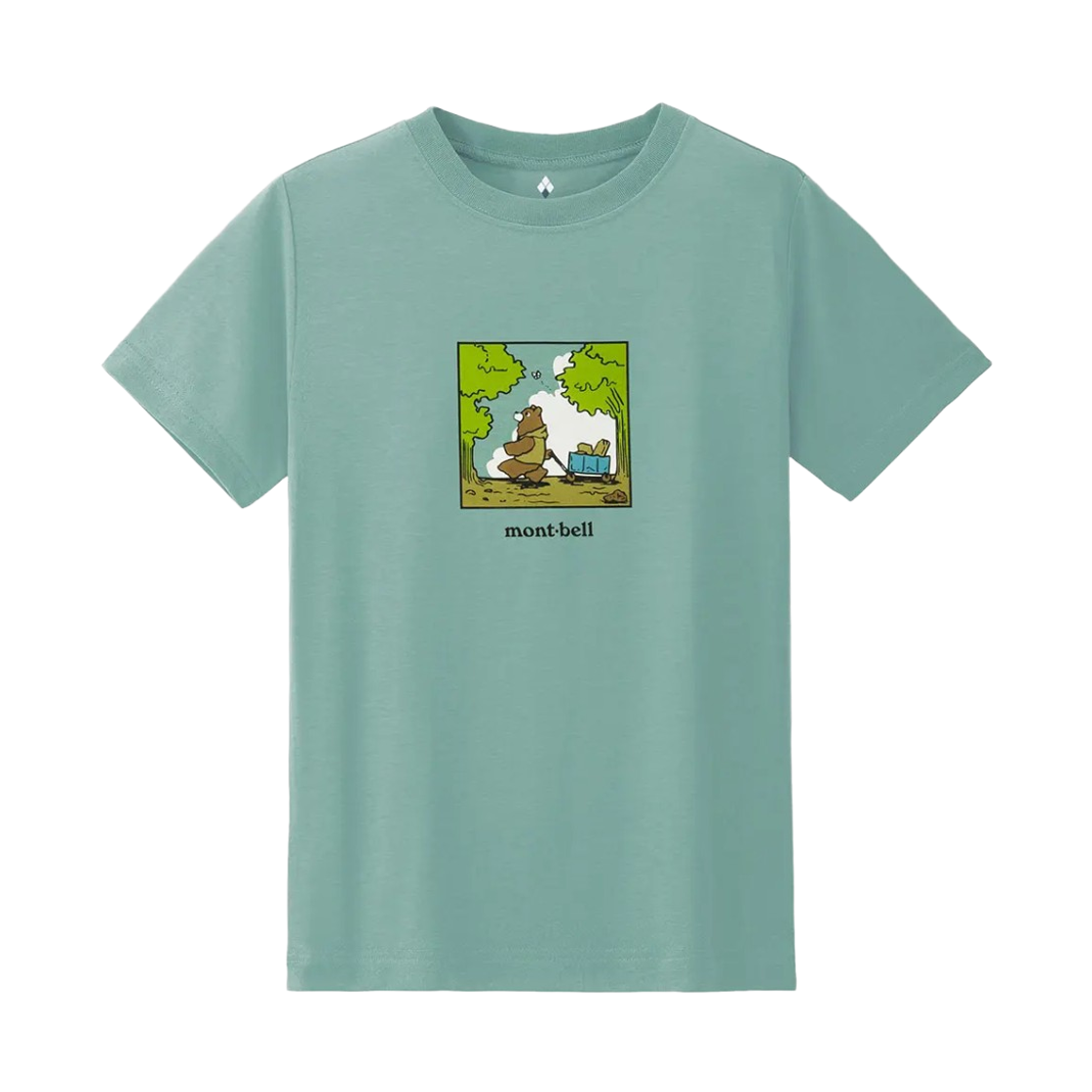 1114805 (Kids) Montbell Wickron Bear and Wagon T-Shirt Light Blue