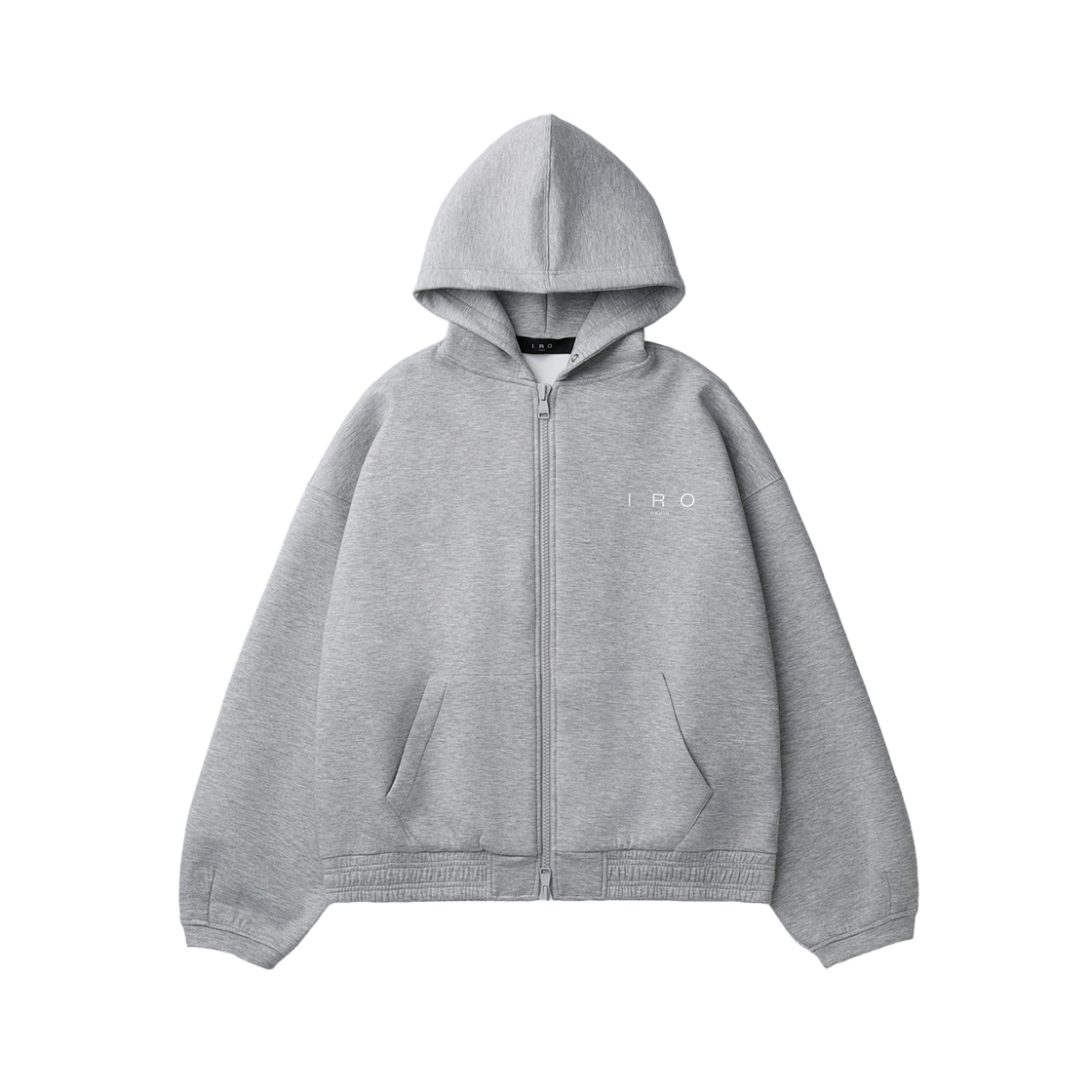 IQTSS26921GYX IRO Voile Cushioned Fabric Hooded Zip-Up T-Shirt Gray