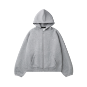 IRO Voile Cushioned Fabric Hooded Zip-Up T-Shirt Gray