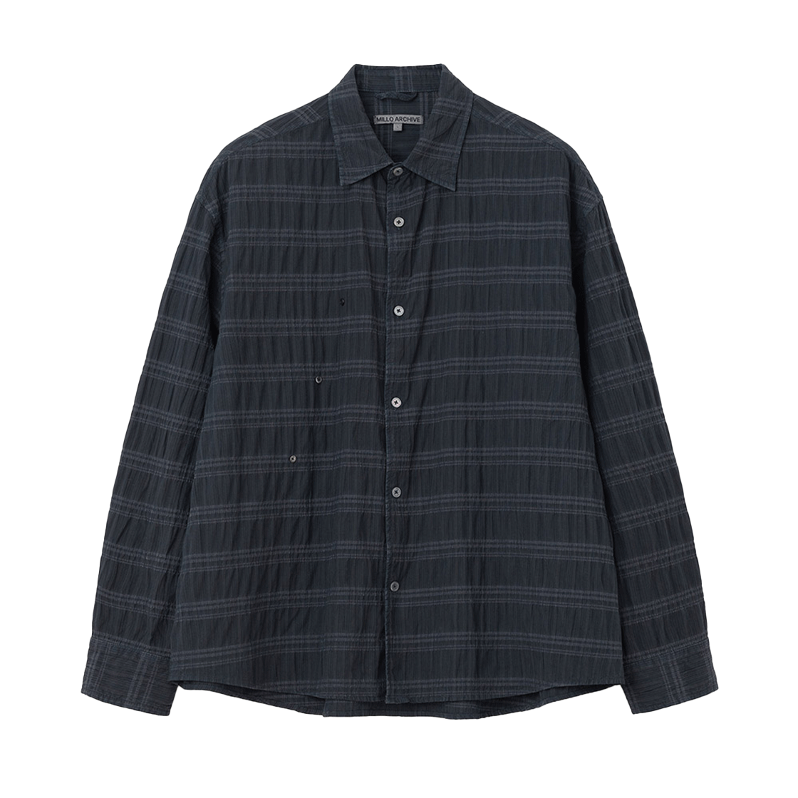ML755VNA Millo Archive Broad Wrinkel Stripe Shirt Vintage Navy