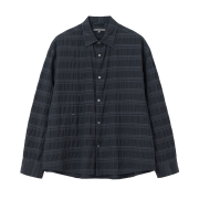 Millo Archive Broad Wrinkel Stripe Shirt Vintage Navy