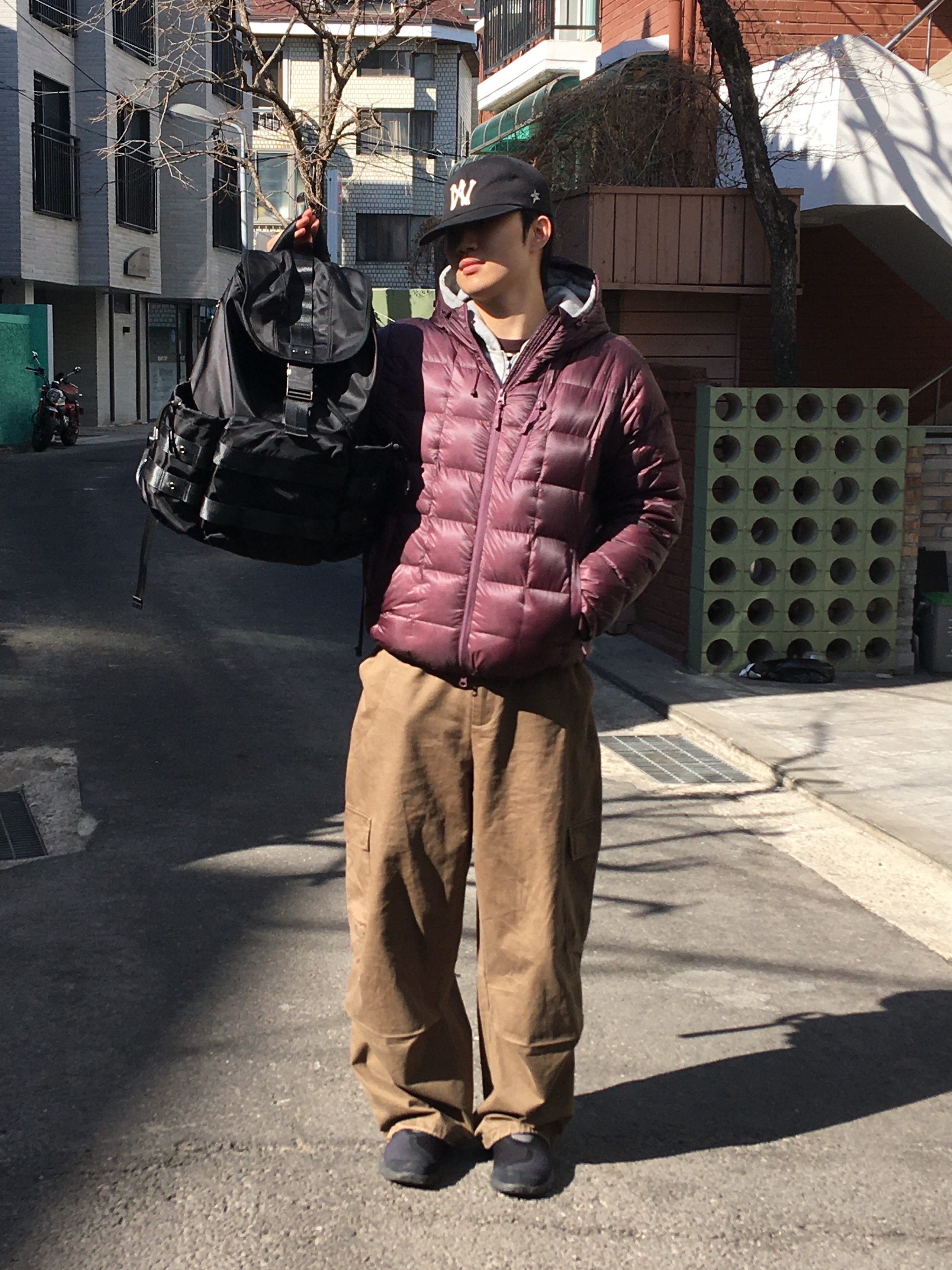 Aoiro 6-Panel Bone A/N Cap Black, Salomon RX Snug Black Magnet 착용 스타일