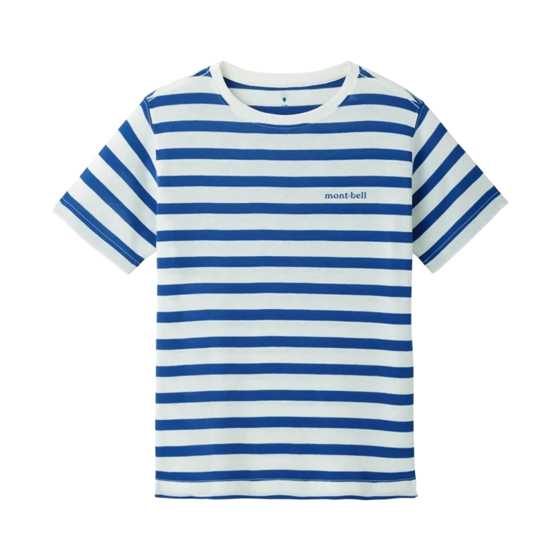 1104814 (Kids) Montbell Wickron Striped T-Shirt White Blue Ridge-W