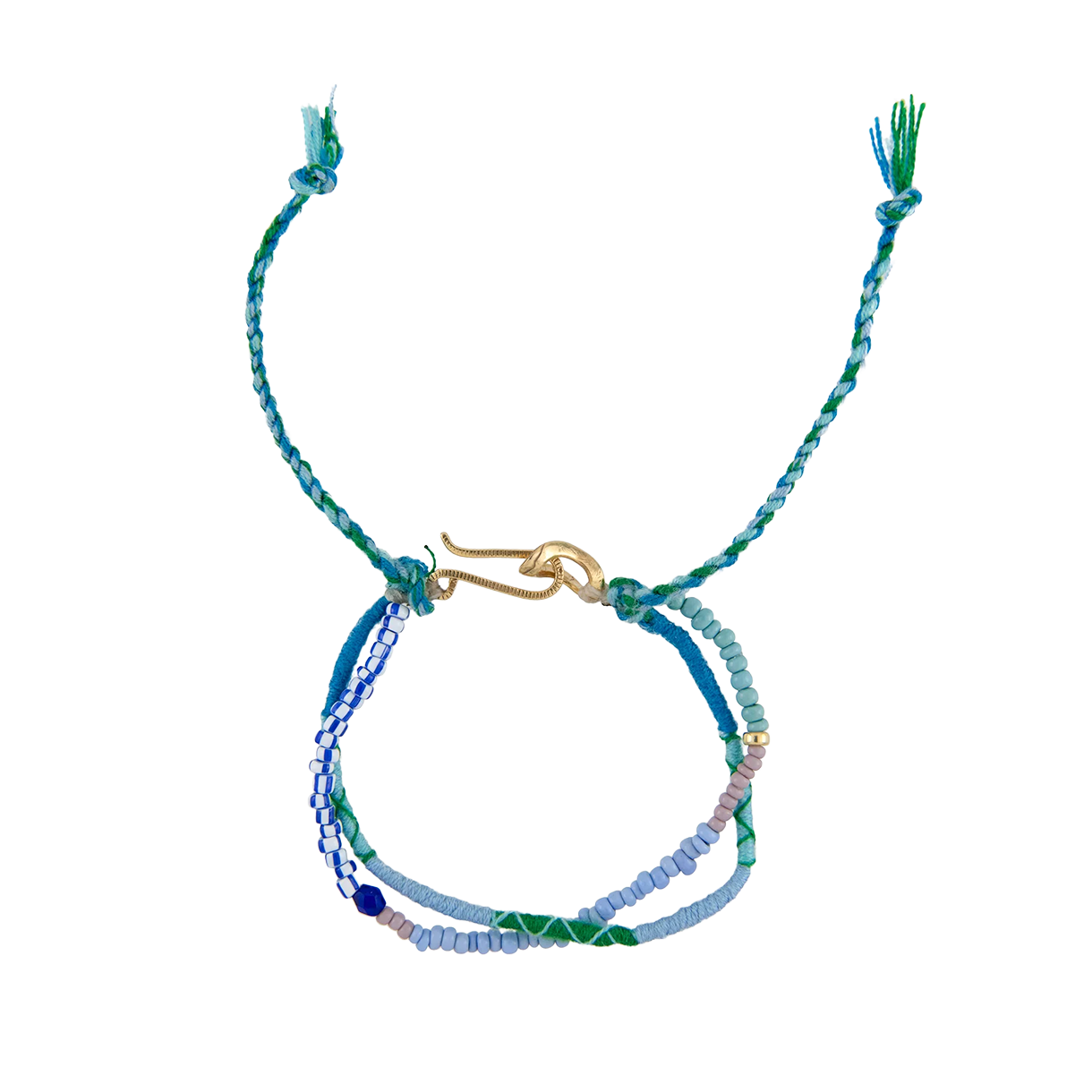 포크 바이 앤 올드 베네치안 글래스 비즈 브레이슬릿 블루 - 26SS(Folk/N Old Venetian Glass Beads Bracelet Blue - 26SS)