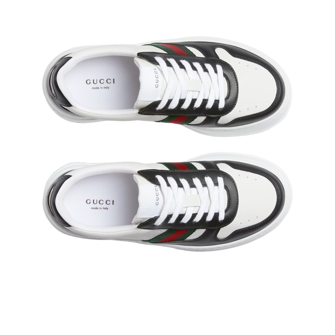(W) 구찌 청키 스니커즈 블랙 화이트 레더((W) Gucci Chunky Sneakers Black White Leather) - 2