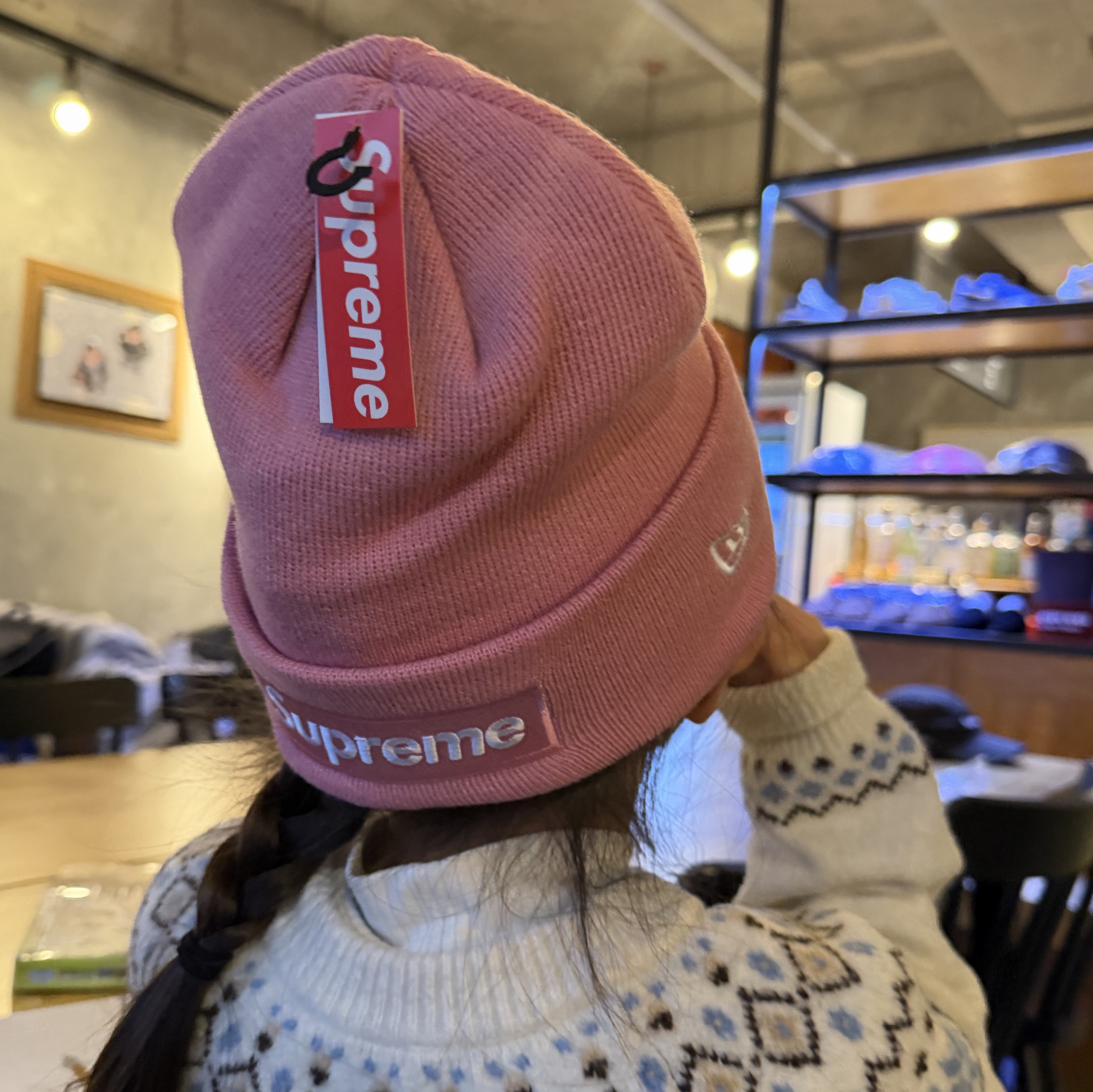Supreme New Era Box Logo Beanie Dusty Pink - 24FW 착용 스타일