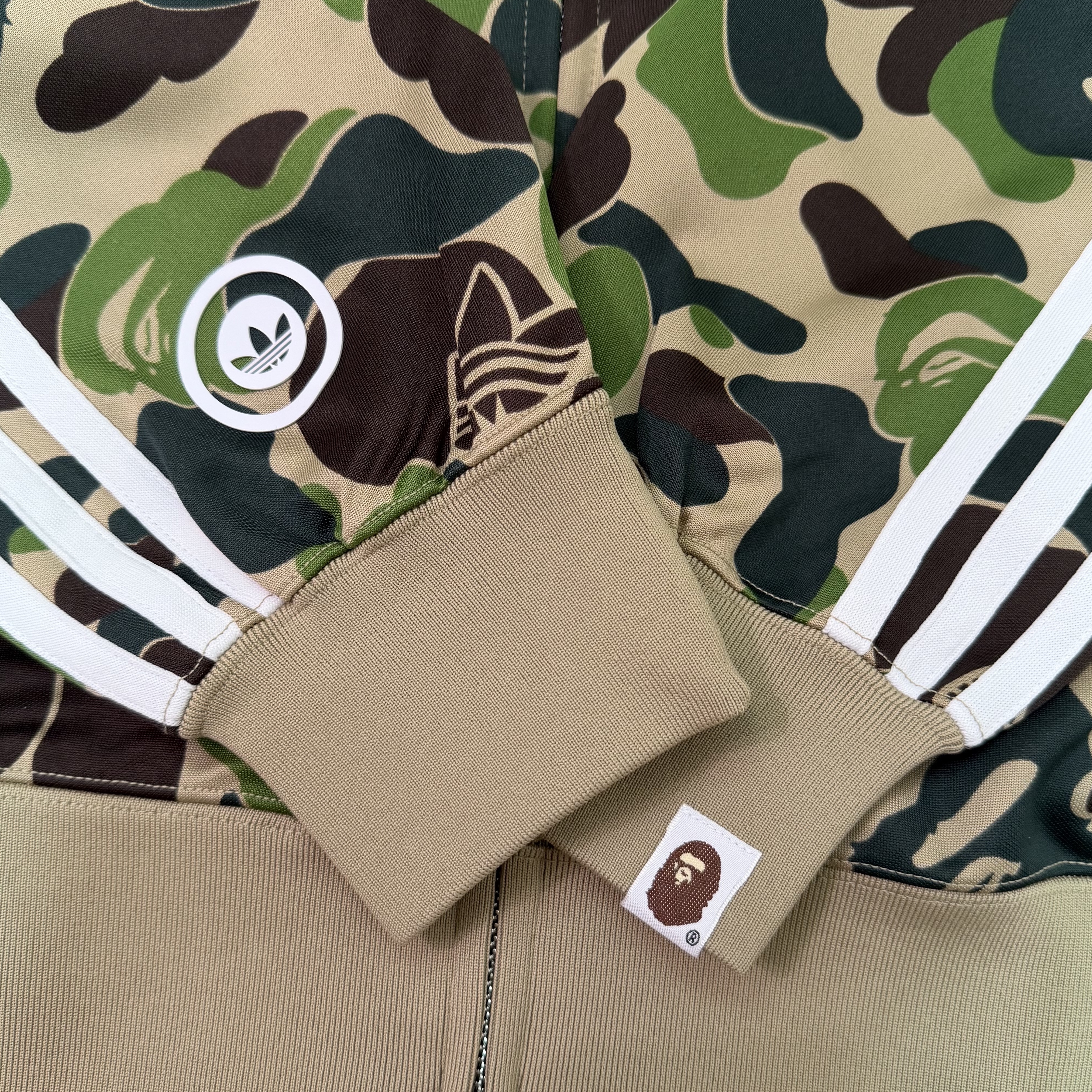 Adidas x BAPE Shark Track Hoodie Jacket Crew Green - KR Sizing 착용 스타일 - 4