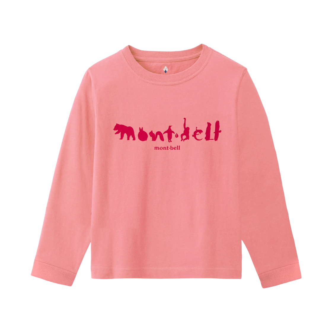 2104885 (Kids) Montbell Cotton Animal Logo Long Sleeve T-Shirt Coral Pink