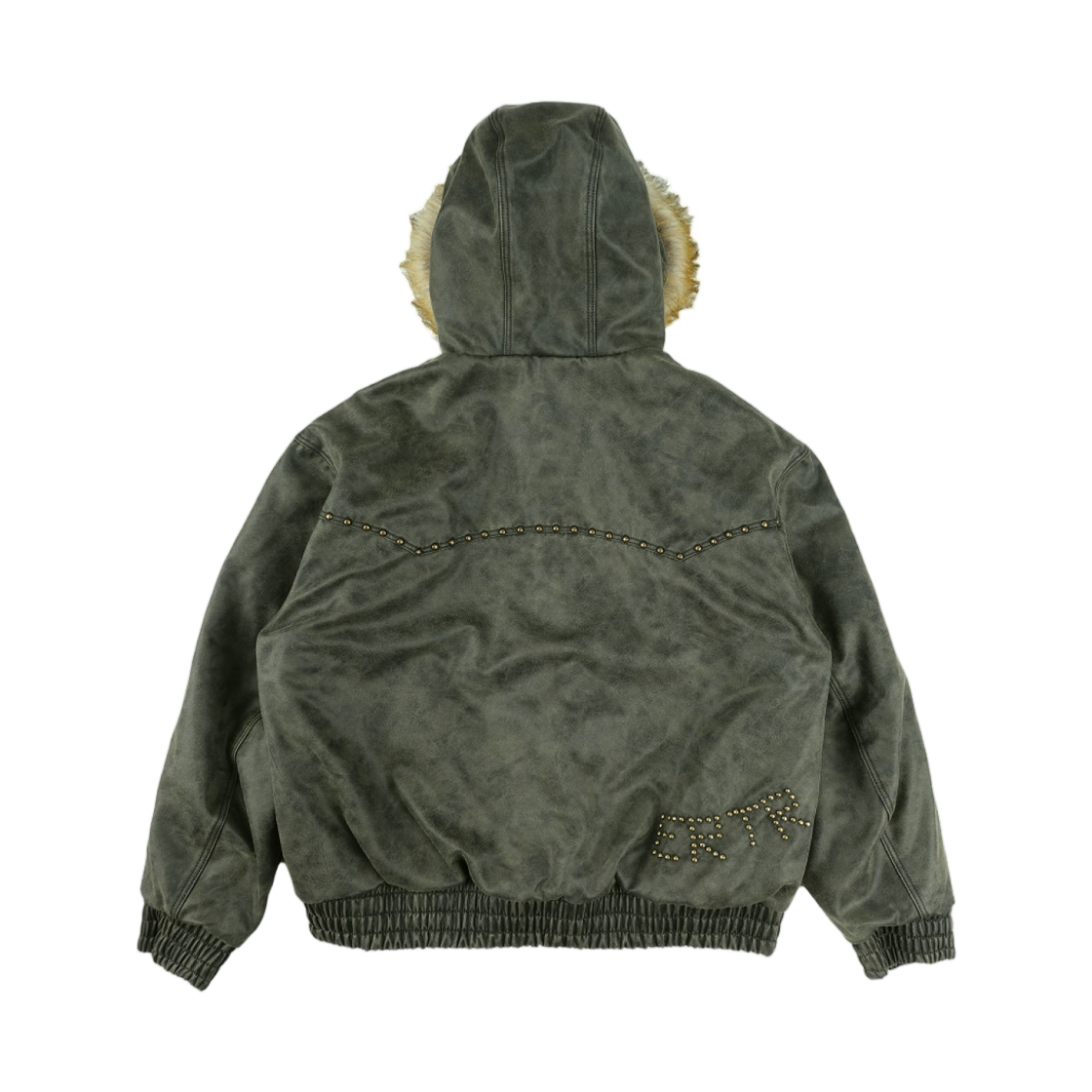 이알티알 포우 레더 퍼 자켓 카키(ERTR Faux Leather Fur Jacket Khaki) - 2