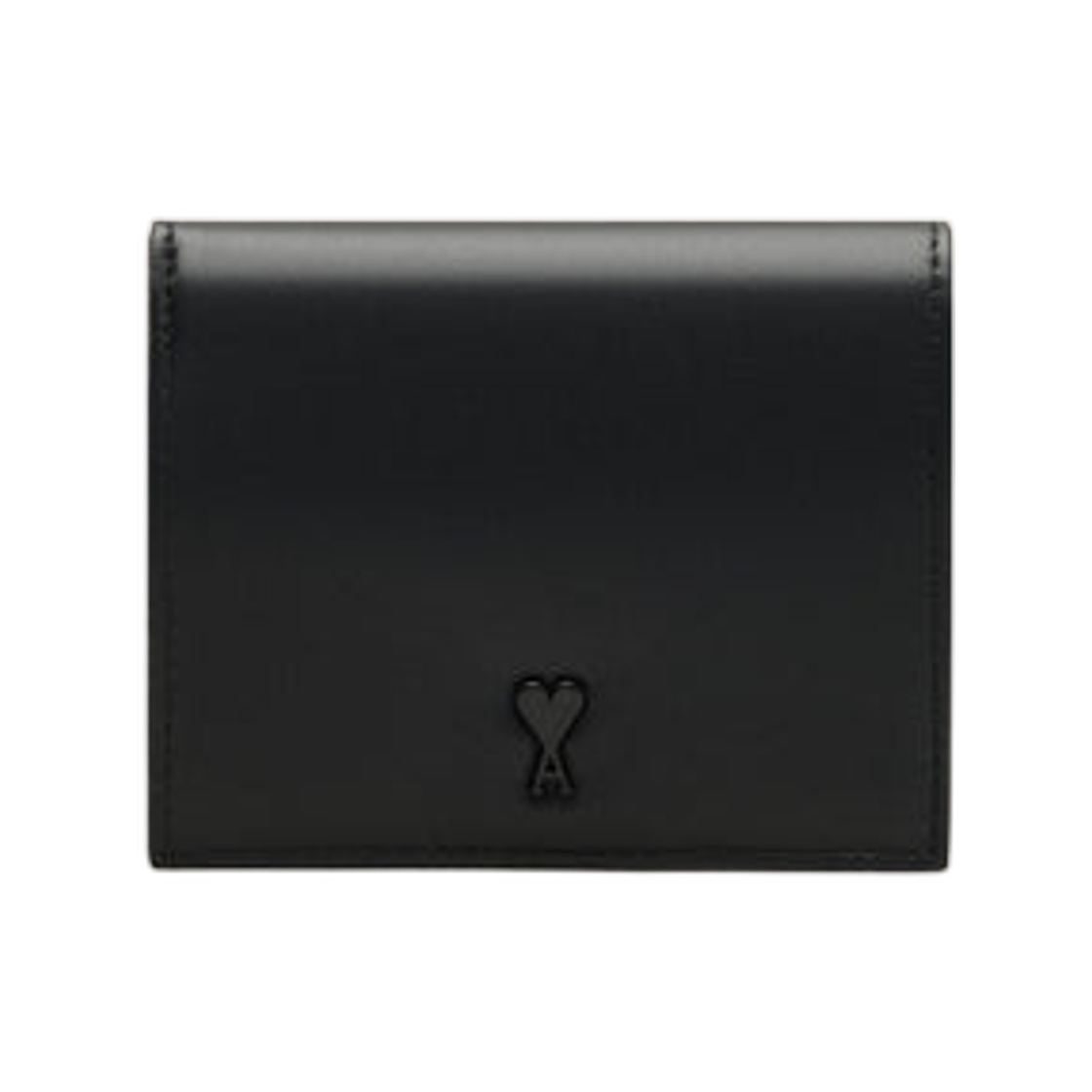 아미 블랙 카우하이드 레더 아미 드 하트 바이폴드 월렛 블랙(AMI Black Cowhide Leather Ami De Coeur Bifold Wallet Black)