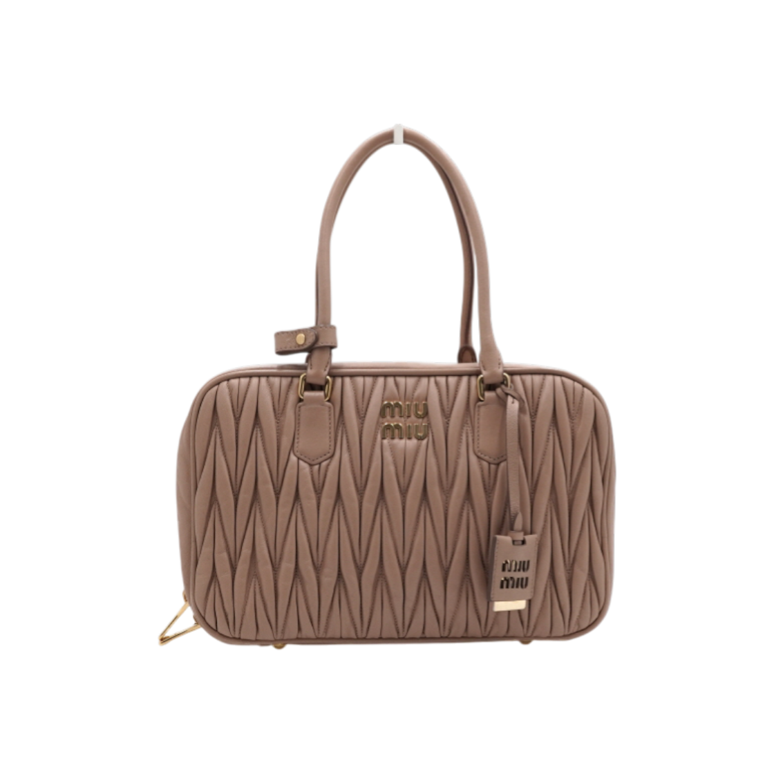 IT6PHQJ7UF6N Miu Miu 5BB133 Gold Logo Matelasse Nappa Top Handle Tote & Shoulder Bag