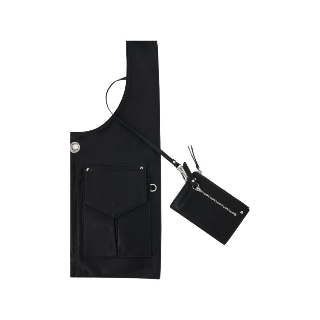 썬릿 레더 투포켓 플랫백 세트 블랙(SUNLIT Leather 2 Pocket Flat Bag Set Black) - 3