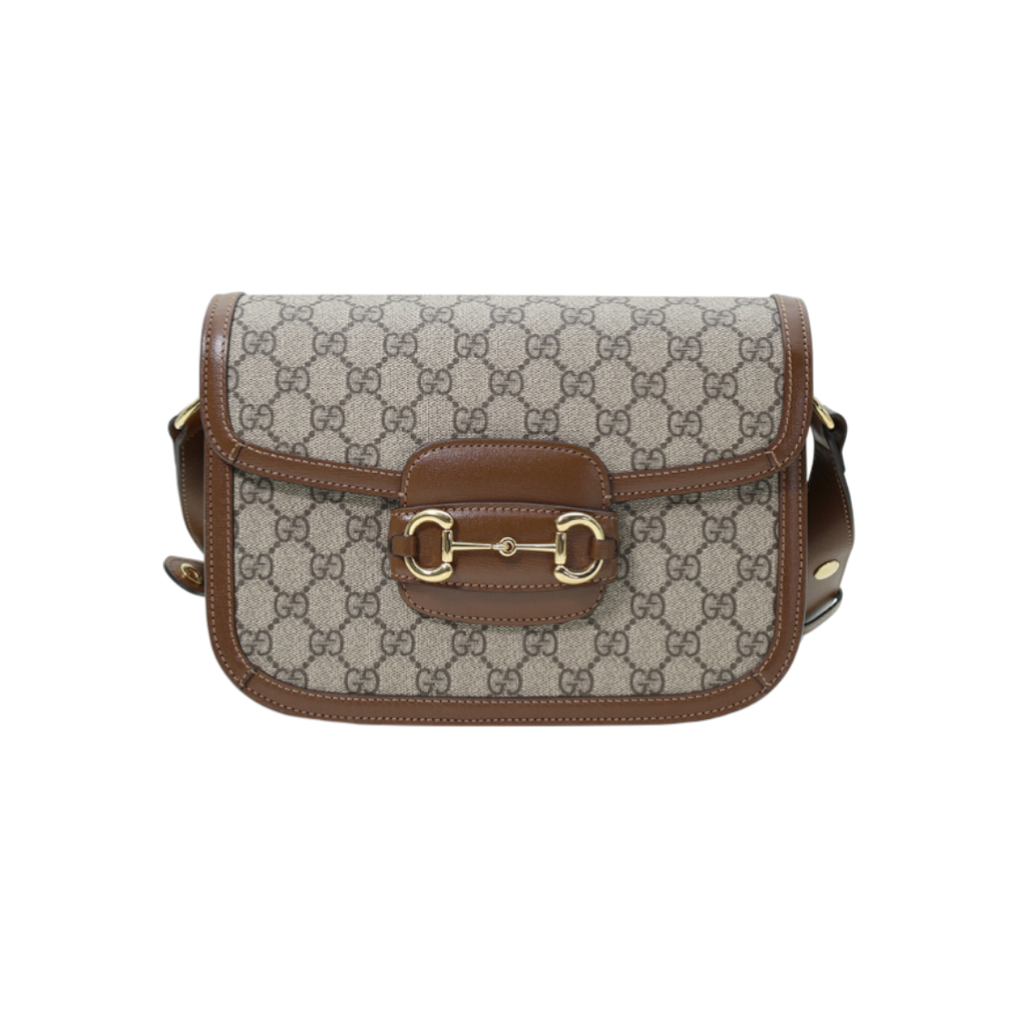 ITG7KTTTGQGR GG Supreme Canvas Brown Leather Horsebit 1955 Small Shoulder Bag