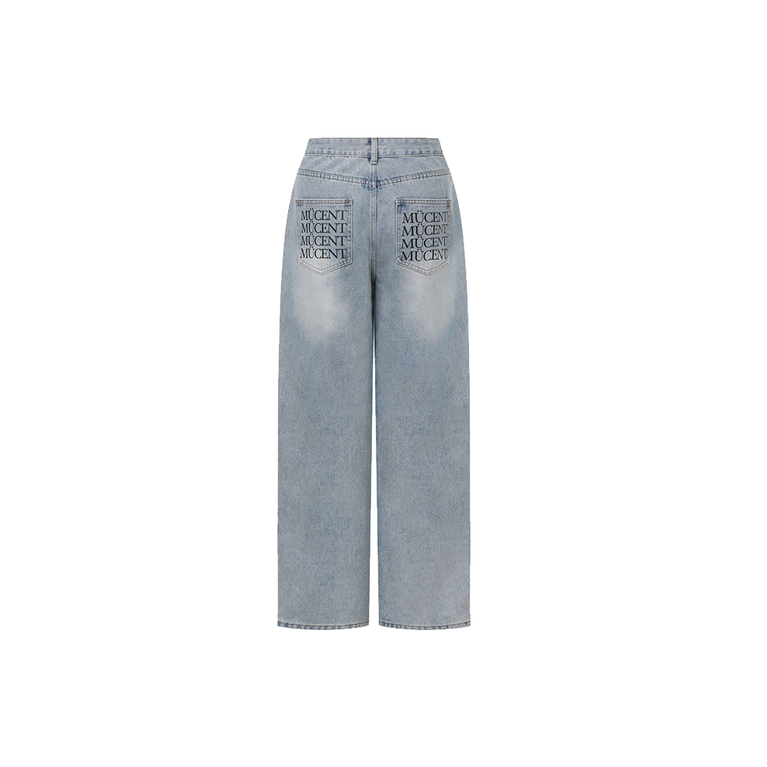 무센트 노바 백 레터링 와이드 데님 팬츠 라이트 데님(MUCENT Nova Back Lettering Wide Denim Pants Light Blue)