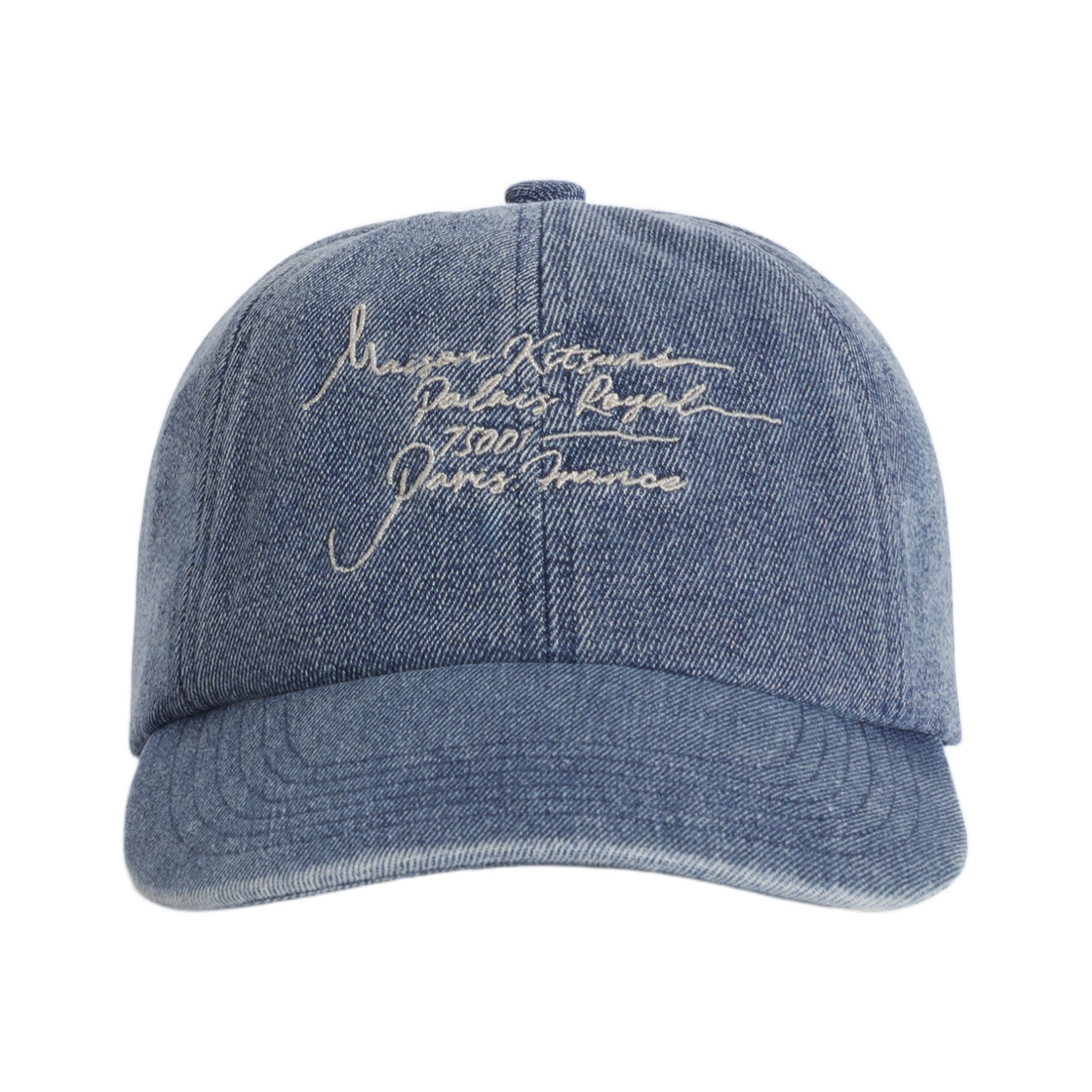 QU06103WD4025-P471 Maison Kitsune Poetic Script Denim Cap Washed Indigo
