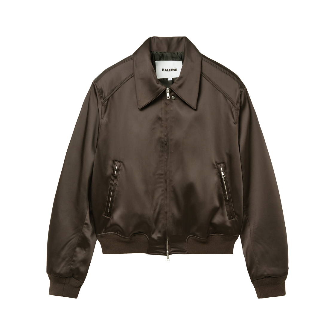 알렌느 새틴 스트럭쳐 블루종 브라운(Haleine Satin Structured Blouson Brown (XJ127))