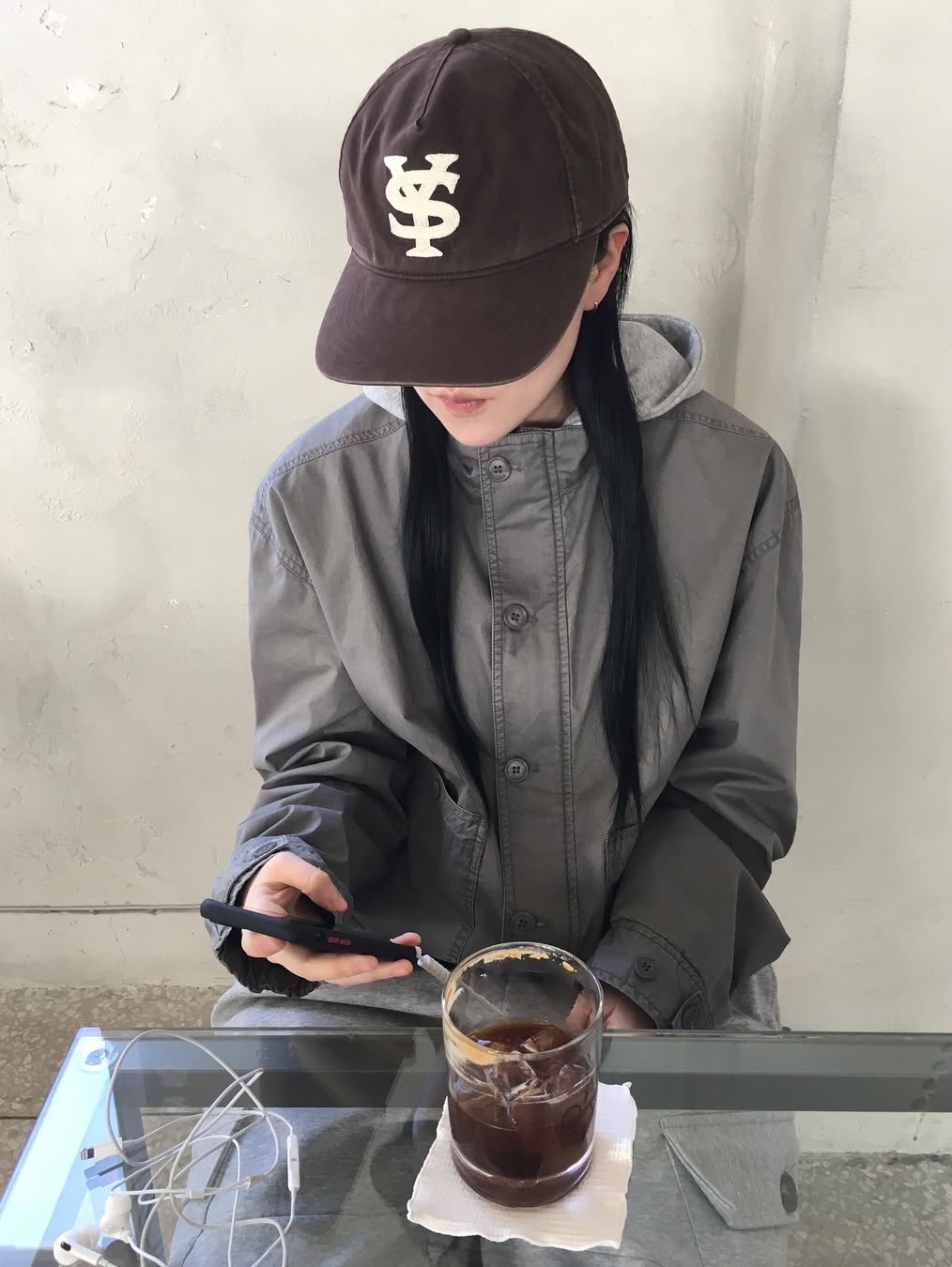 Sunday Ceremony Sy Logo 5 Panel Cotton Cap - Brown 착용 스타일 - 2