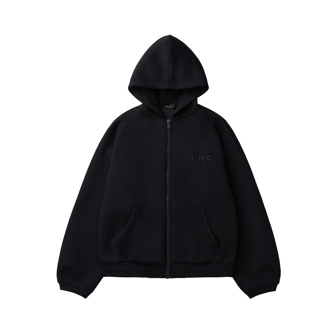 IQTSS26921BKX IRO Voile Cushioned Fabric Hooded Zip-Up T-Shirt Black