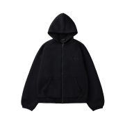 IRO Voile Cushioned Fabric Hooded Zip-Up T-Shirt Black