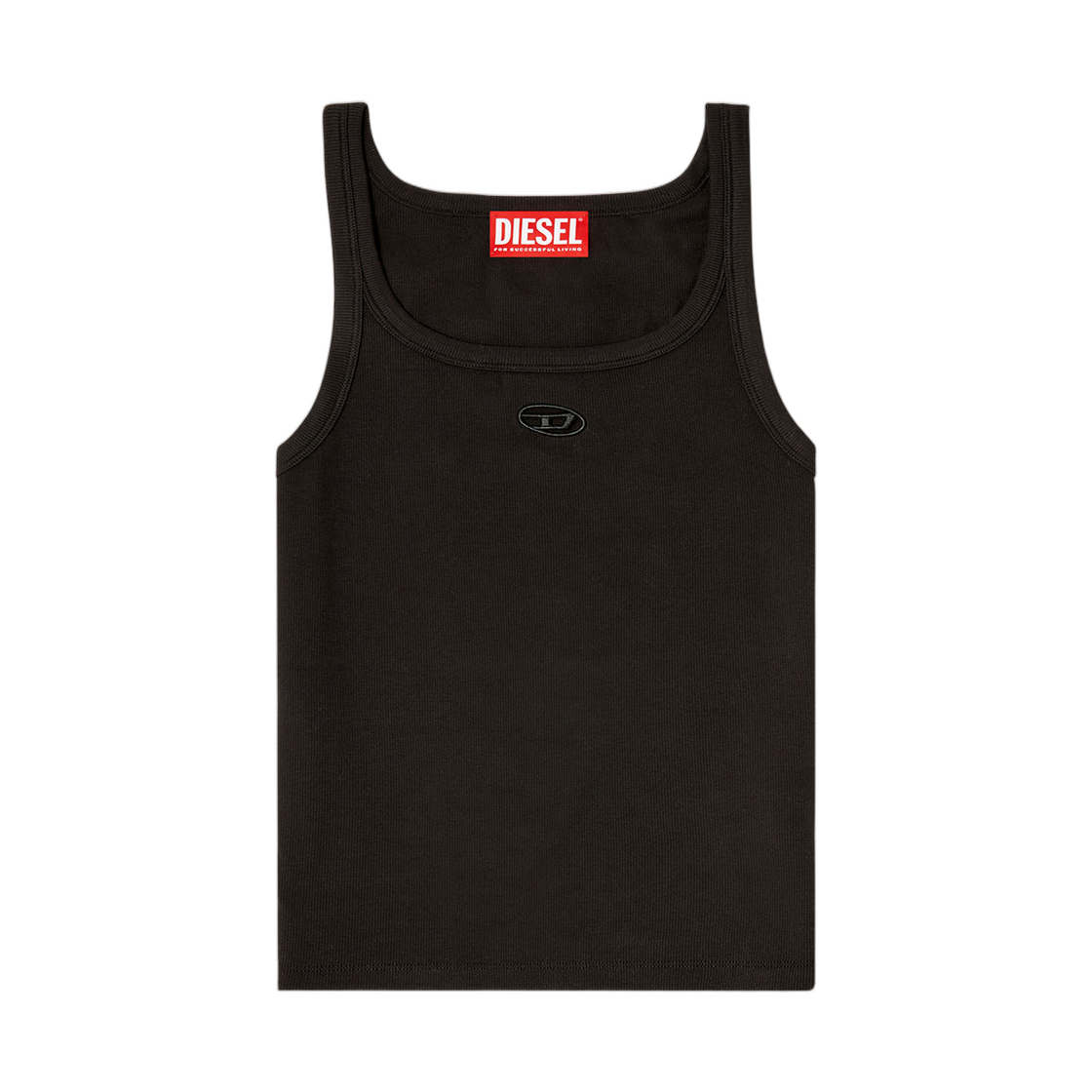 (W) 디젤 T-와이프-Od 슬림 탱크 탑 레이저-컷 오발 D 블랙((W) Diesel T-Wife-Od Slim Tank Top with Laser-Cut Oval D Black)