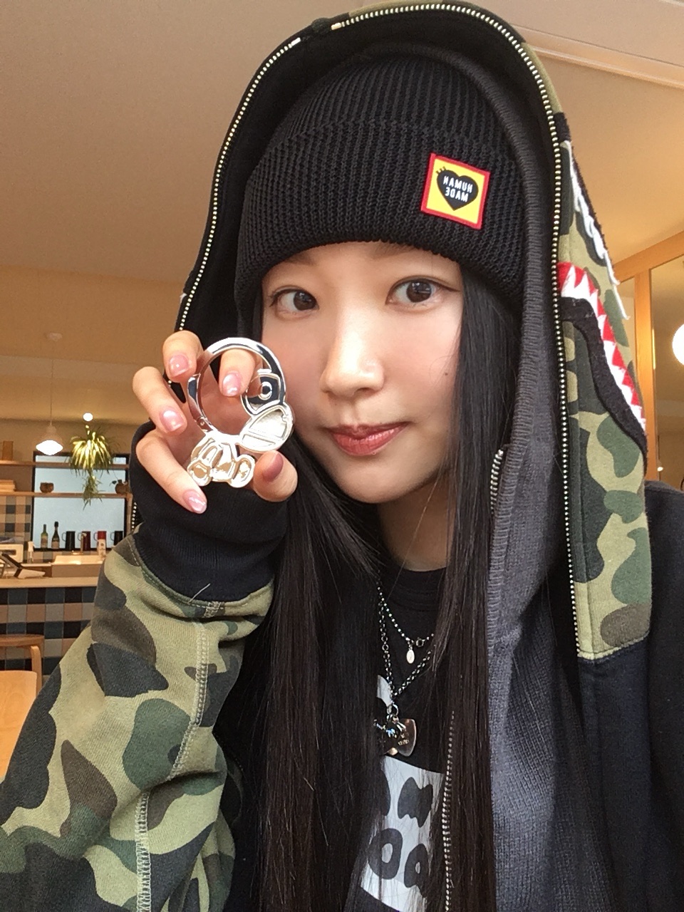 Human Made Classic Beanie Black, BAPE Baby Milo Carabiner Silver 착용 스타일