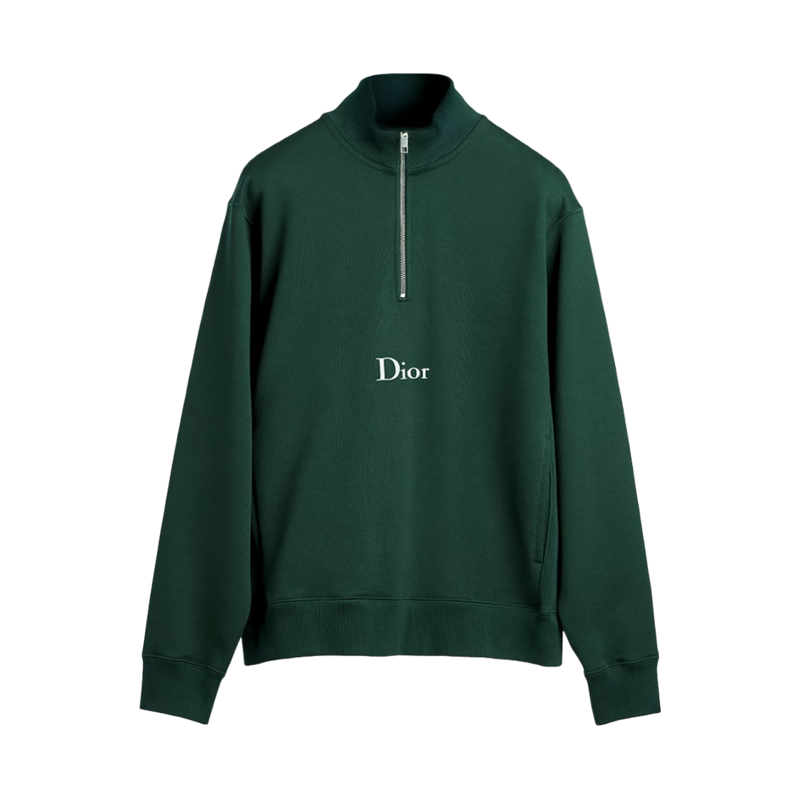 디올 지퍼 넥라인 코튼 플리스 스웨트셔츠 그린(Dior Sweatshirt with Zipped Neckline Cotton Fleece Green)