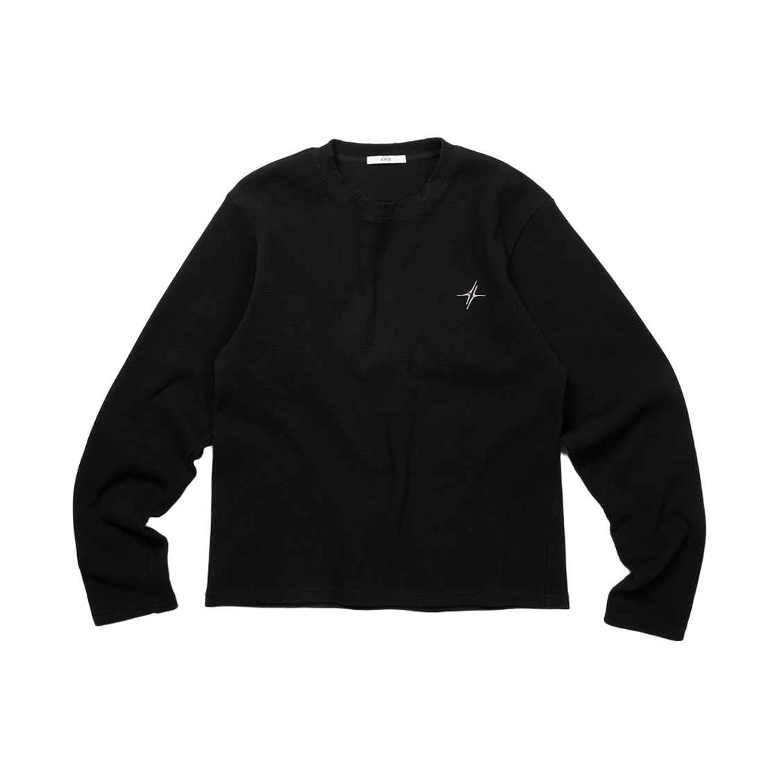 이티씨이 시그니처 로고 와플 롱슬리브 티 블랙(ETCE Signature Logo Waffle L/S Tee Black)