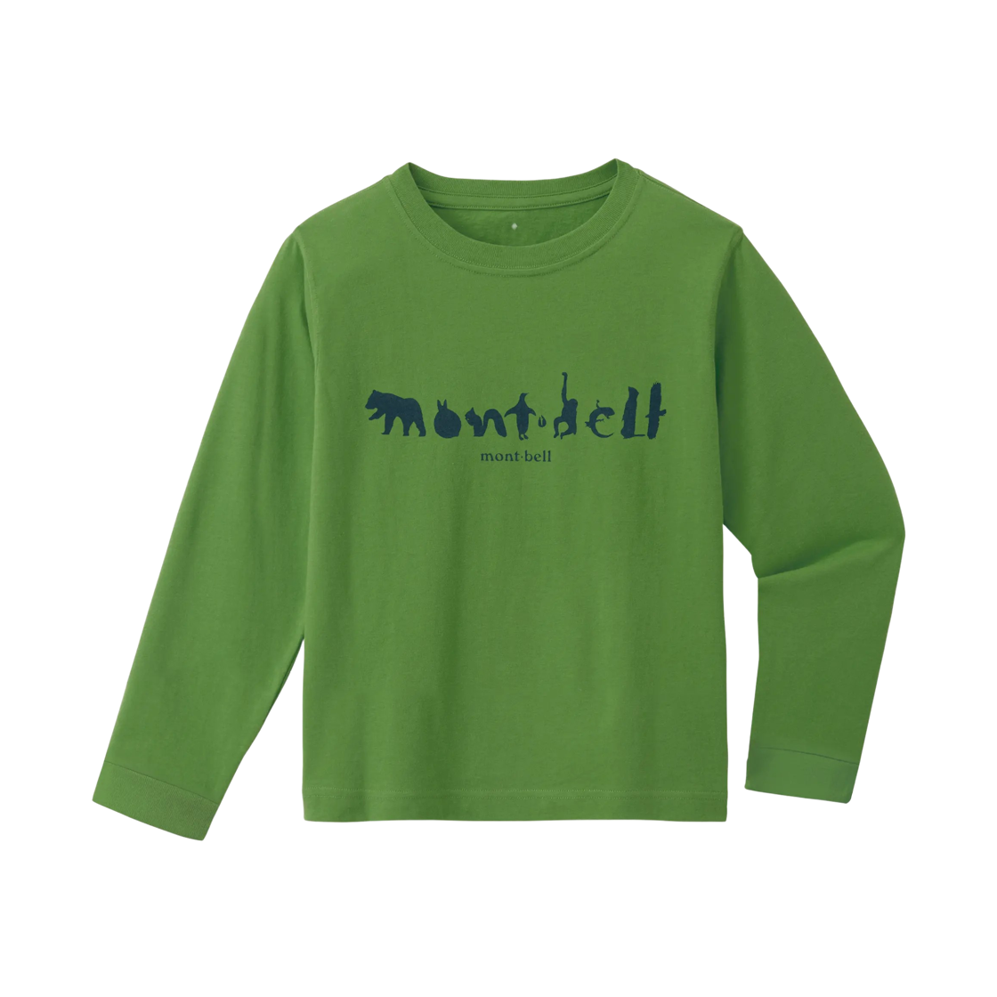 2104885 (Kids) Montbell Cotton Animal Logo Long Sleeve T-Shirt Green