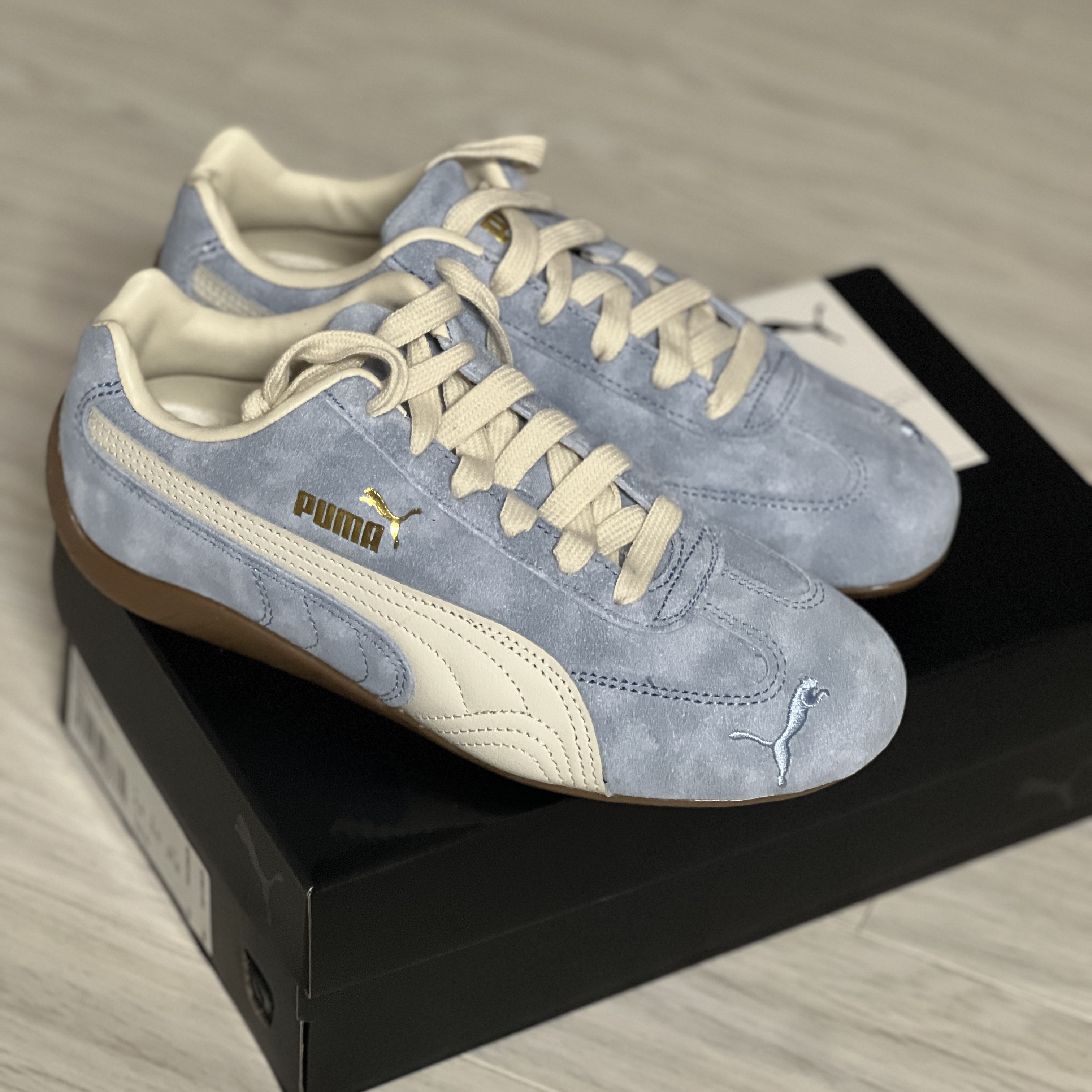 Puma Speedcat Faded Haute Tropic Alpine Snow 착용 스타일 - 2