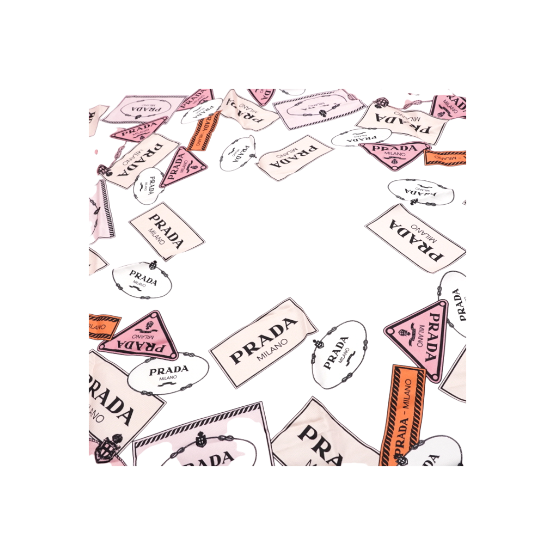 IT6MHCSNCIB6 Prada Multi-Logo Print 90x90 Silk Scarf