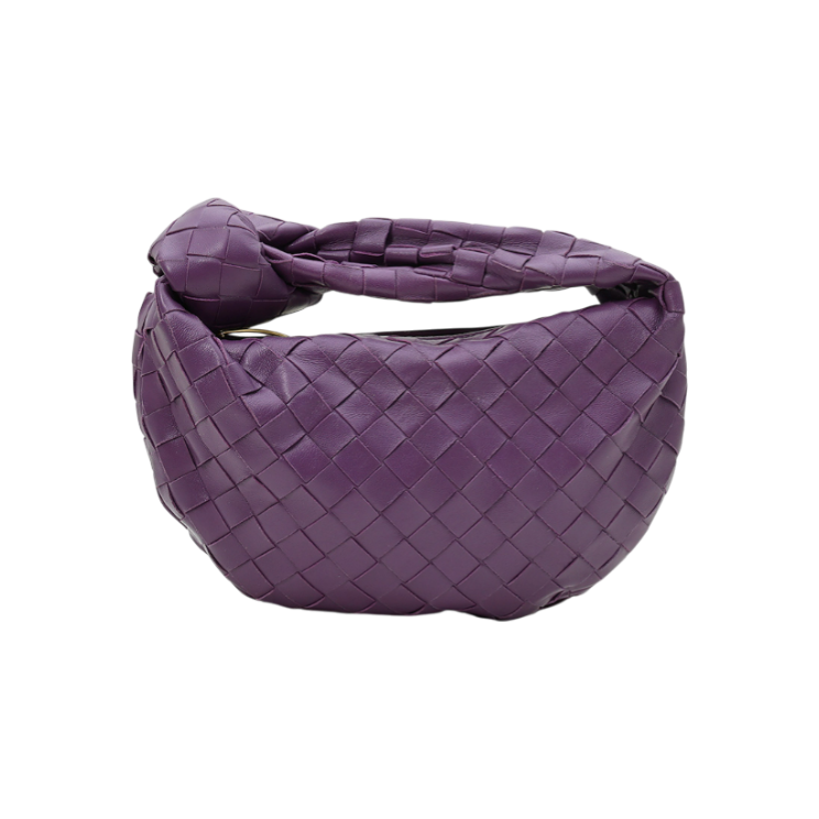 보테가 베네타 51876 퍼플 램스킨 인트레치아토 미니 조디 탑 핸들 토트백(Bottega Veneta 51876 Purple Lambskin Intrecciato Mini Jodie Top Handle Tote Bag)