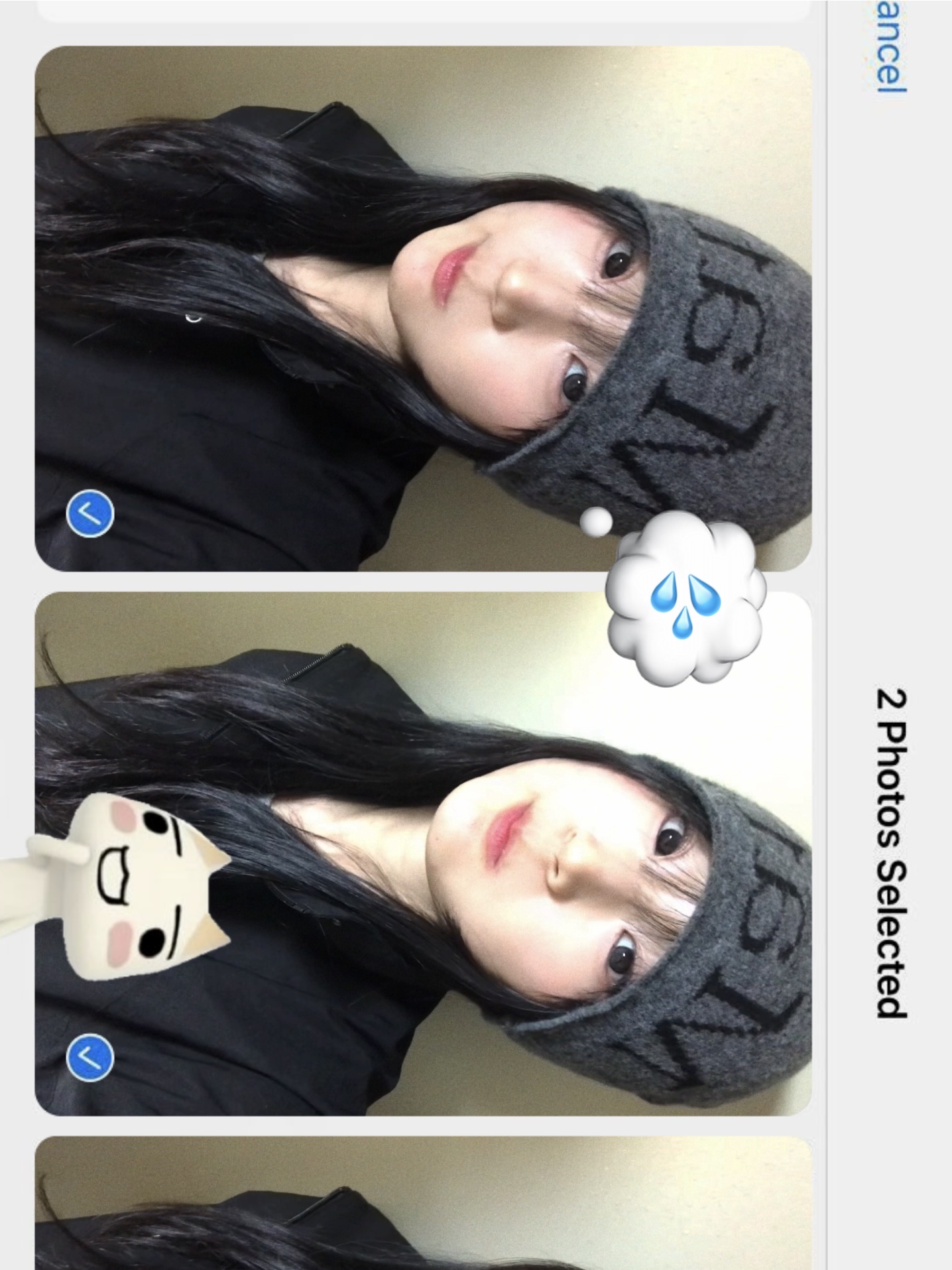 Matin Kim Matin Logo Boucle Knit Beanie Charcoal 착용 스타일 - 1