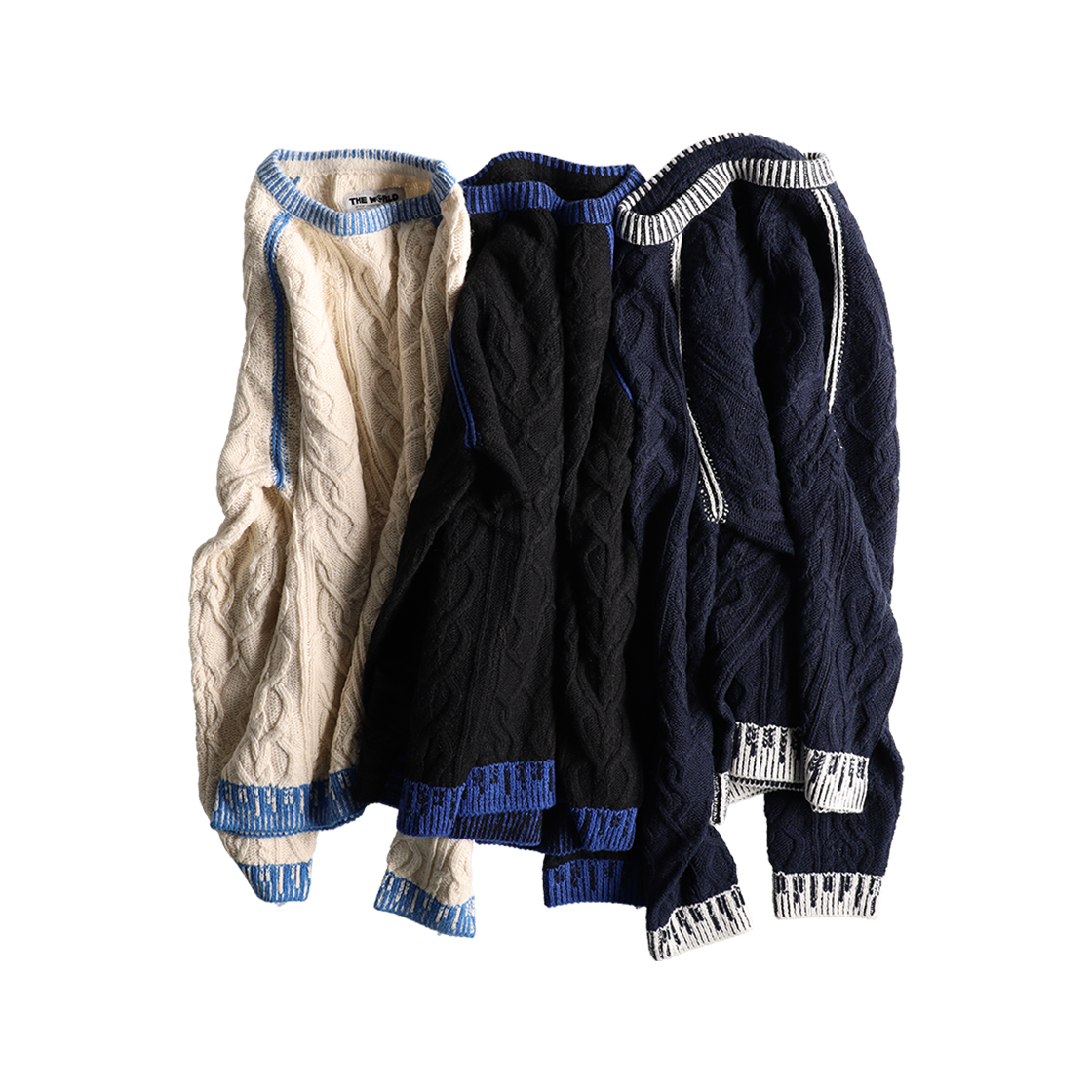 더왈드 엠브로이더리 로고 스웨터 블랙 블루(THE WARLD Embroidery Logo Sweater Black Blue) - 4