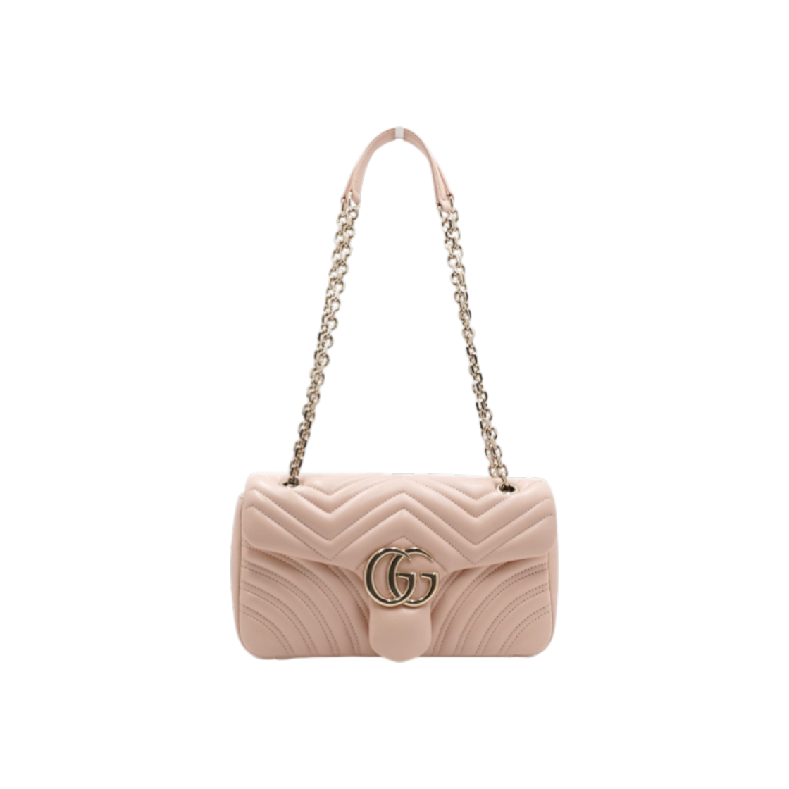 IT3A7LPJF54W Gucci Soft Pink GG Marmont Matelasse Medium Shoulder Bag with Gold Chain