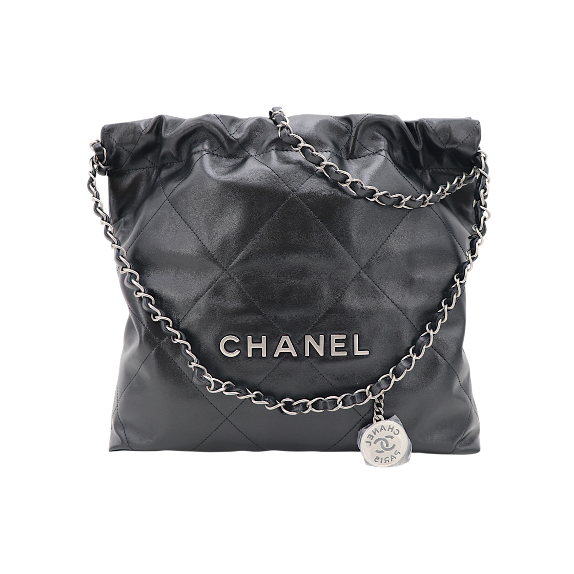 ITMR8OJPFROQ Chanel 22 Bag Small Calfskin Silver Hardware AS3260