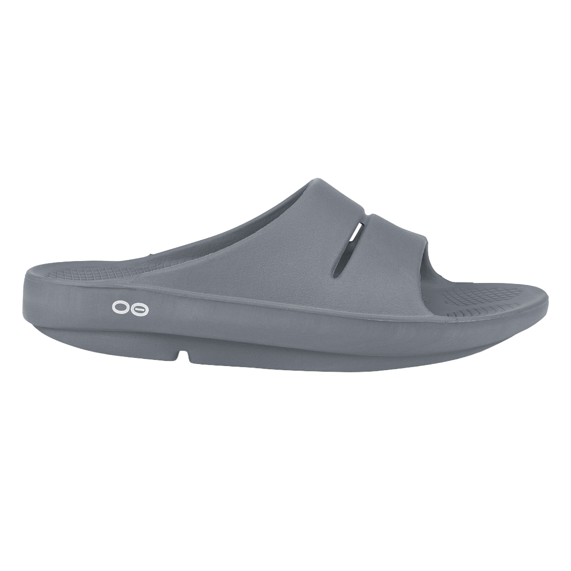 우포스 Ooahh 진한 그레이 남여공용 슬라이드(OOFOS Ooahh Dark Gray Unisex Slides)