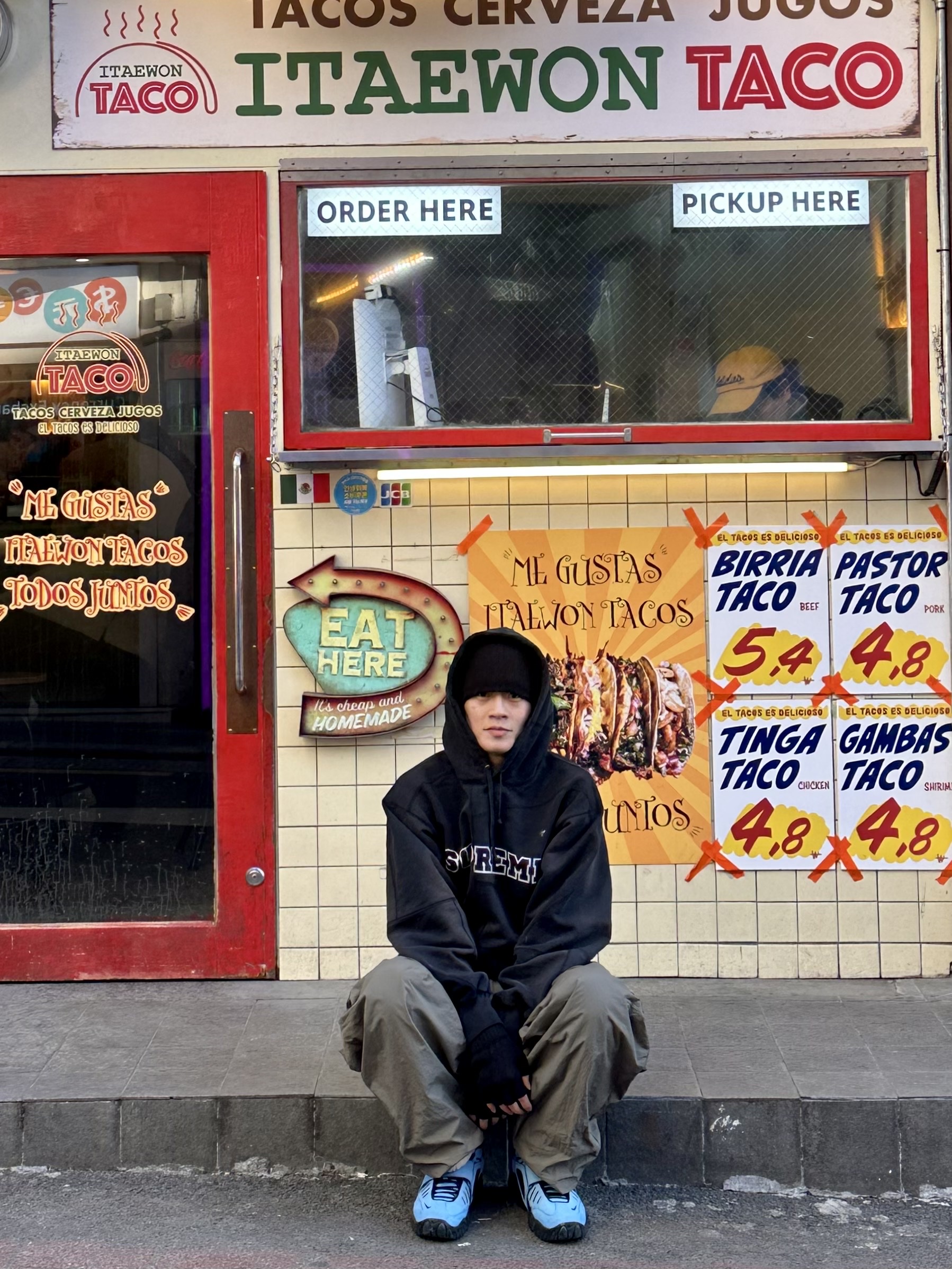 Supreme Collegiate Patchwork Leather Hooded Sweatshirt Black - 23FW, Nike x Ambush Air Adjust Force SP University Blue and Habanero Red 착용 스타일 - 5