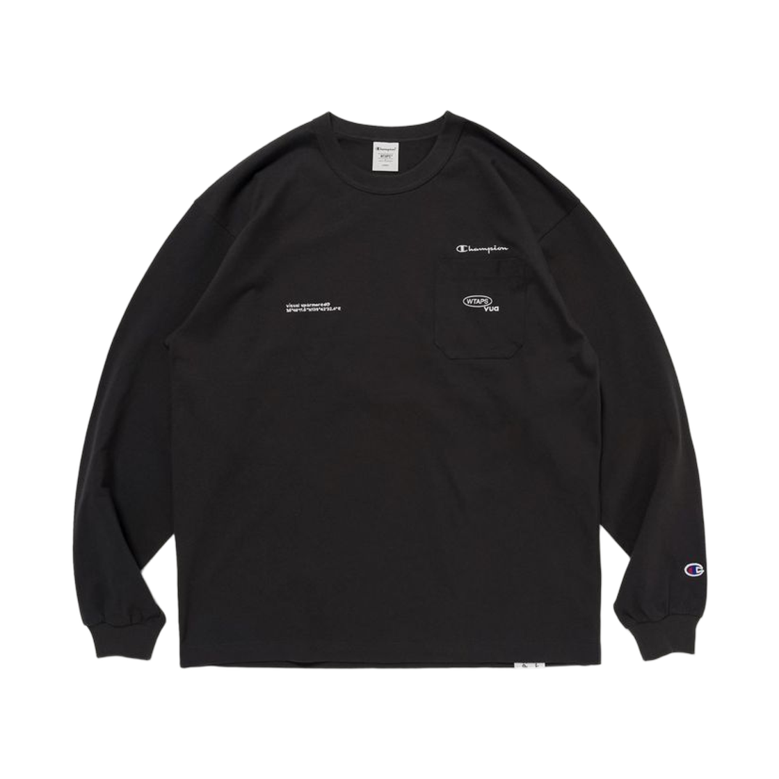 CHPU261JCLS089OB Champion x WTAPS Garment Washed Long Sleeve T-Shirt Off Black