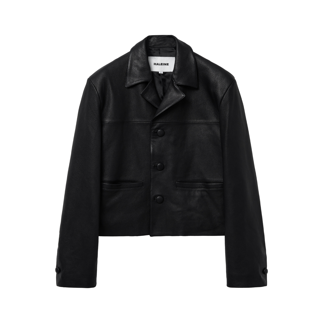 알렌느 레더 크롭 블레이져 블랙(Haleine Leather Cropped Blazer Black (XJ105))