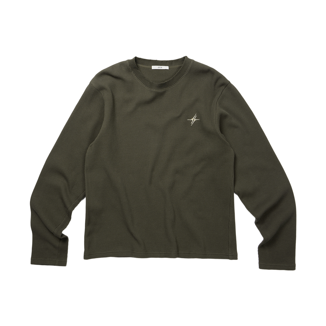 이티씨이 시그니처 로고 와플 롱슬리브 티 카키(ETCE Signature Logo Waffle L/S Tee Khaki)