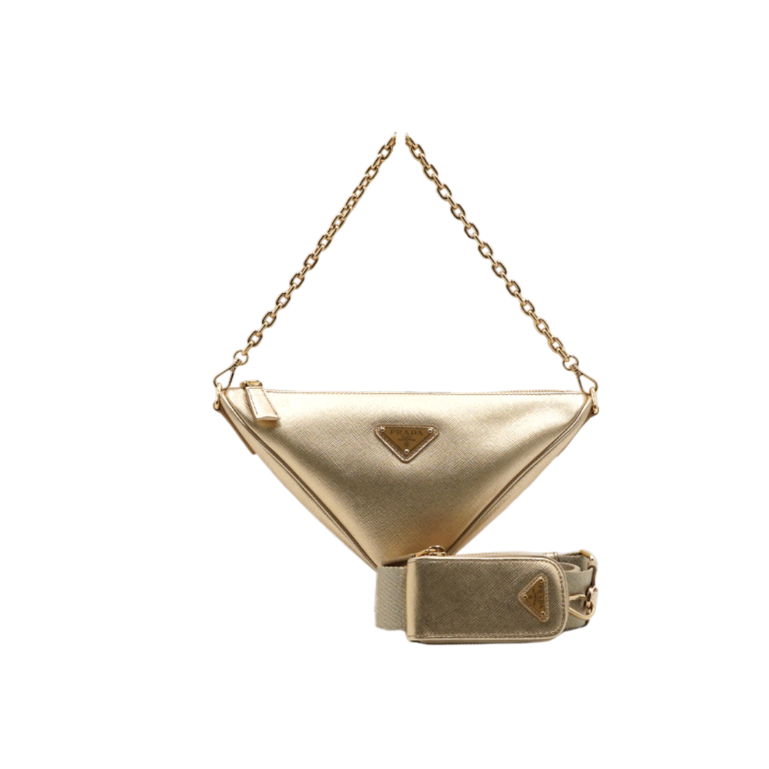 프라다 1BH190 골드색상 삼각로고 트라이앵글 숄더백 겸 크로스백aa60781(Prada Triangle Logo Gold Shoulder Bag & Crossbody Bag 1BH190) - 1