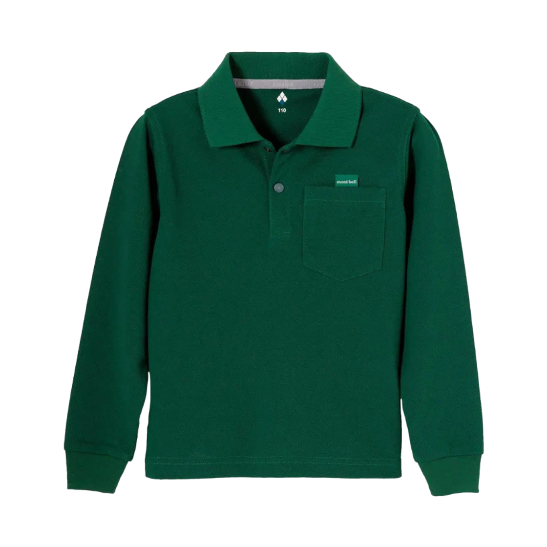 (키즈) 몽벨 위크론 롱슬리브 폴로 셔츠 그린((Kids) Montbell Wickron Long Sleeve Polo Shirt Green) - 1