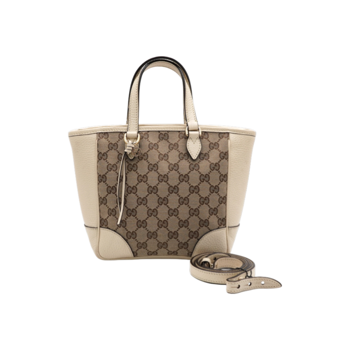 IT3DGIA6BHJ9 Gucci 449241 GG Canvas White Leather Small Tote & Shoulder Bag