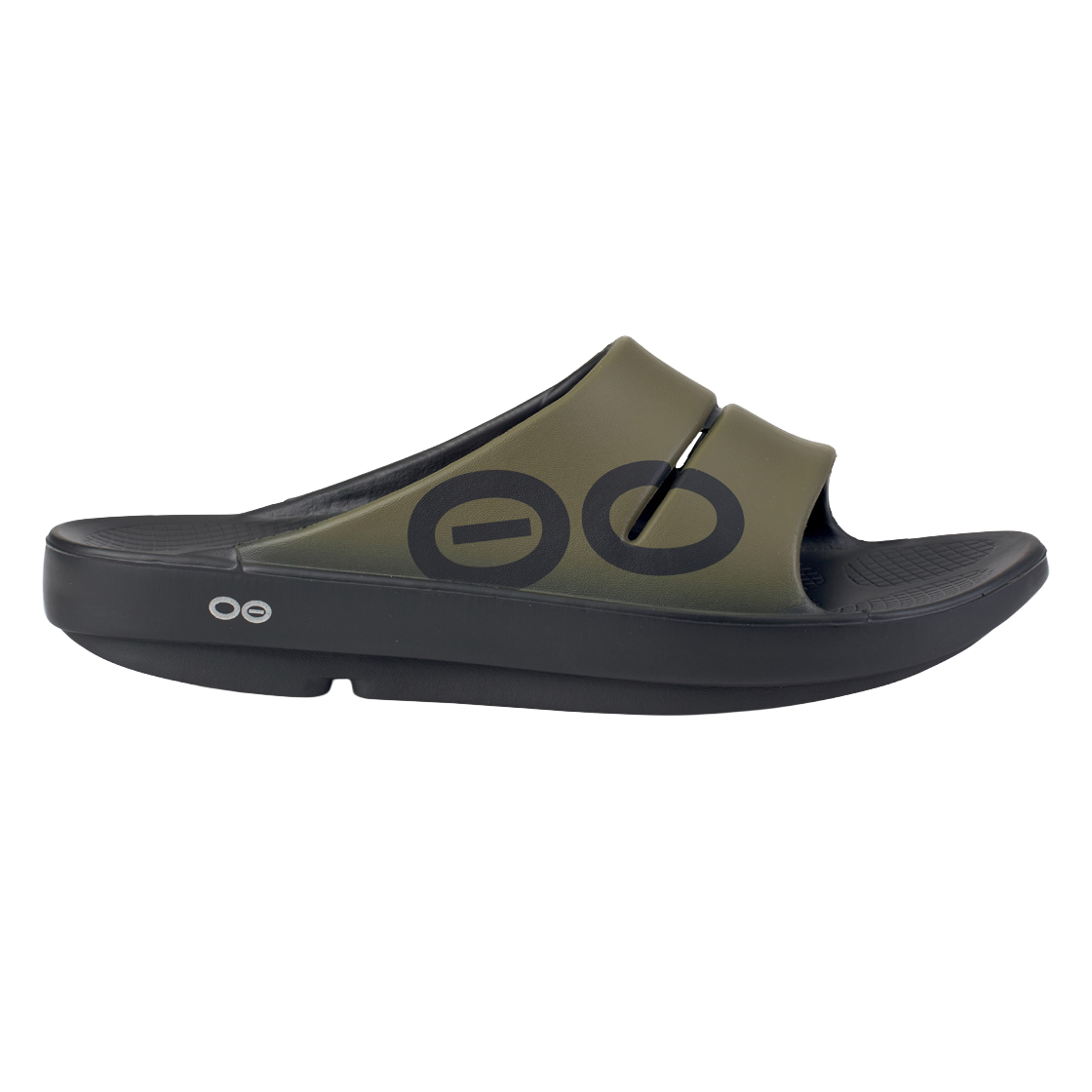 우포스 OOahh Sport 탁한 카키 남여공용 슬라이드(OOFOS OOahh Sport Dark khaki Unisex Slides)
