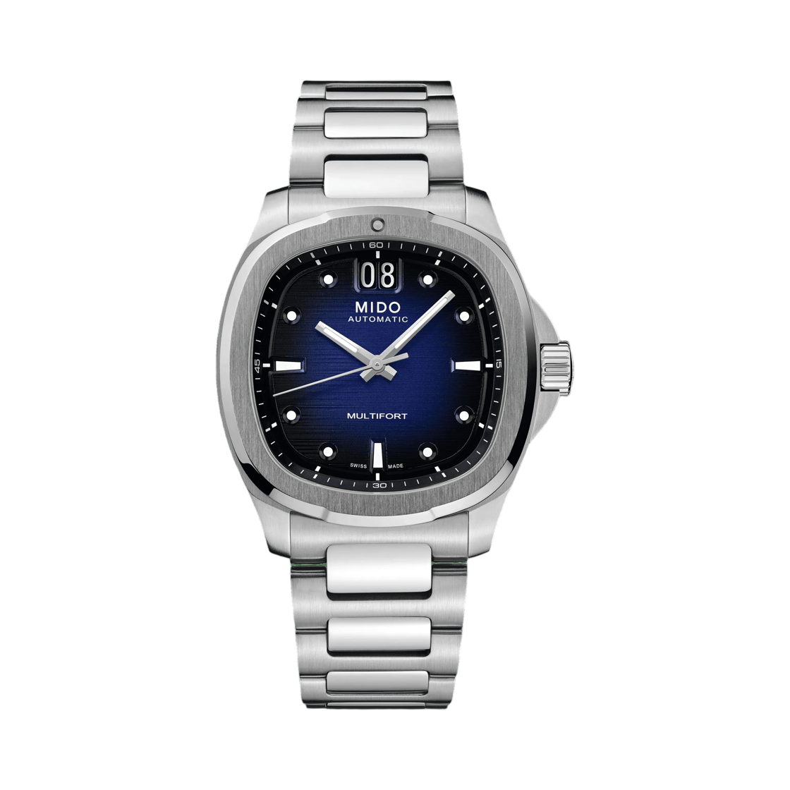 미도 멀티포트 TV 빅 데이트 스테인리스 스틸 블루(Mido Multifort TV Big Date Stainless Steel Blue)