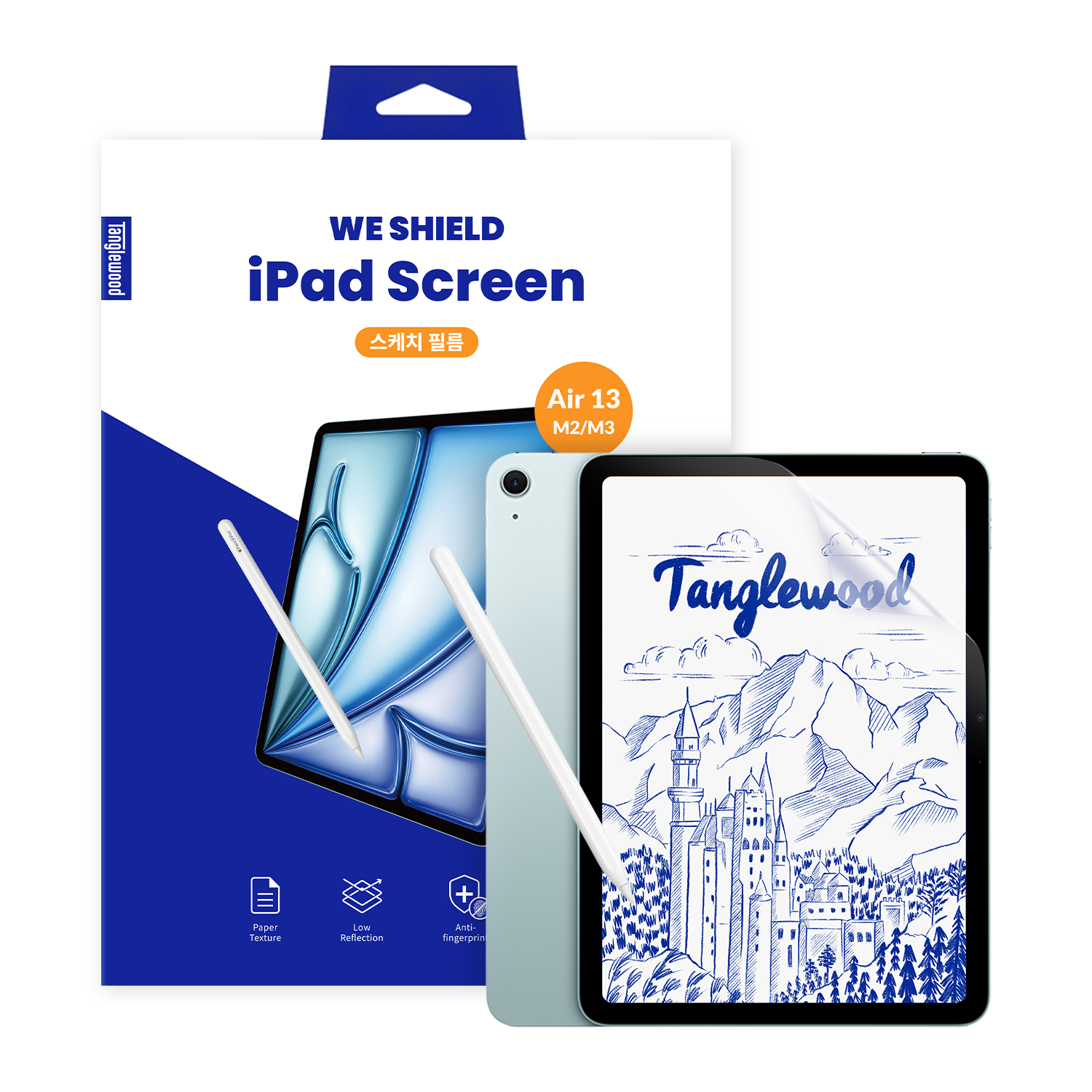 탱글우드 아이패드 에어 13인치(6/7/8세대 M2/M3/M4) 종이질감 액정보호필름(Tanglewood iPad Air 13-inch (6th/7th/8th Gen M2/M3/M4) Paper-Texture Screen Protector)