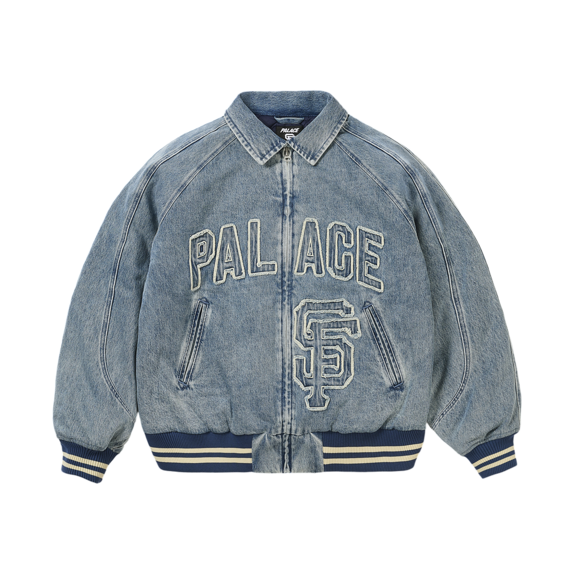 팔라스 x 샌프란시스코 자이언츠 데님 바시티 자켓 스톤 워시 - 26SS(Palace x San Francisco Giants Denim Varsity Jacket Stone Wash - 26SS) - 1
