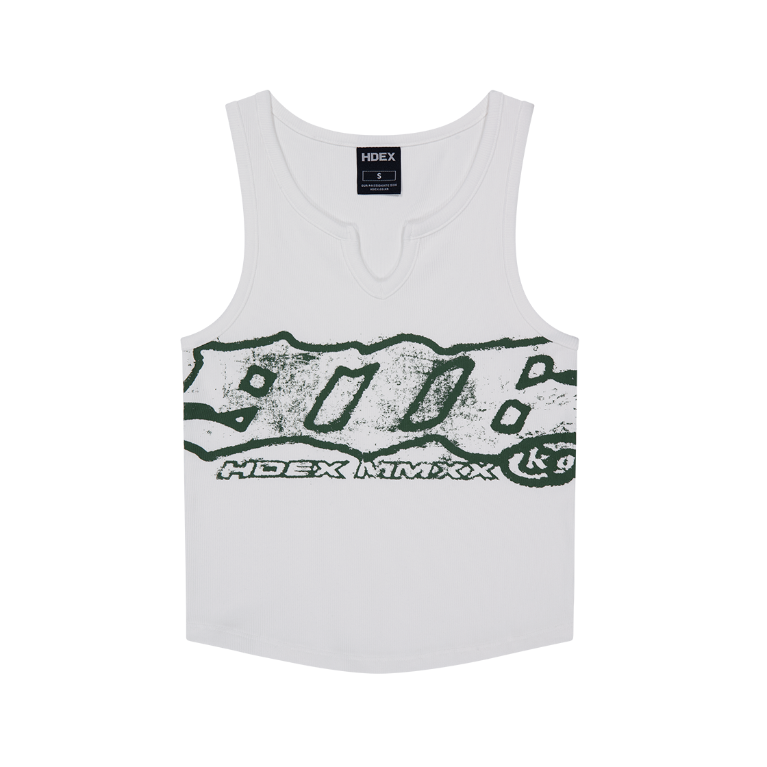 H3AM1WLSL080WH HDEX Clear 916 Ribbed Crop Tank Top White