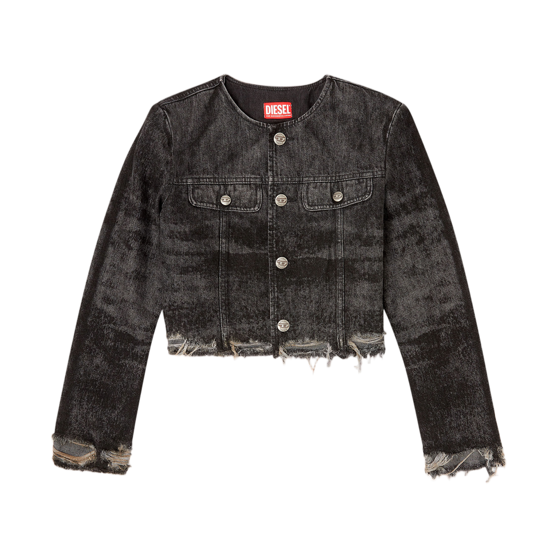 A21616007DB-02 (W) Diesel De-Graffy-Fsh Jacket In Lasered Cotton-Hemp Denim Black
